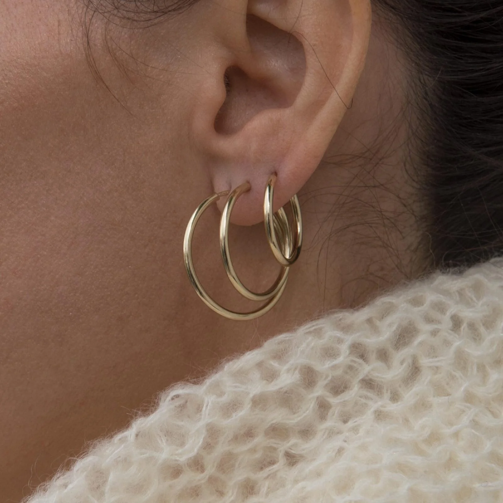 Classic Hoop Earrings in 3 Sizes — additional product image 2 from AntEva Crafts