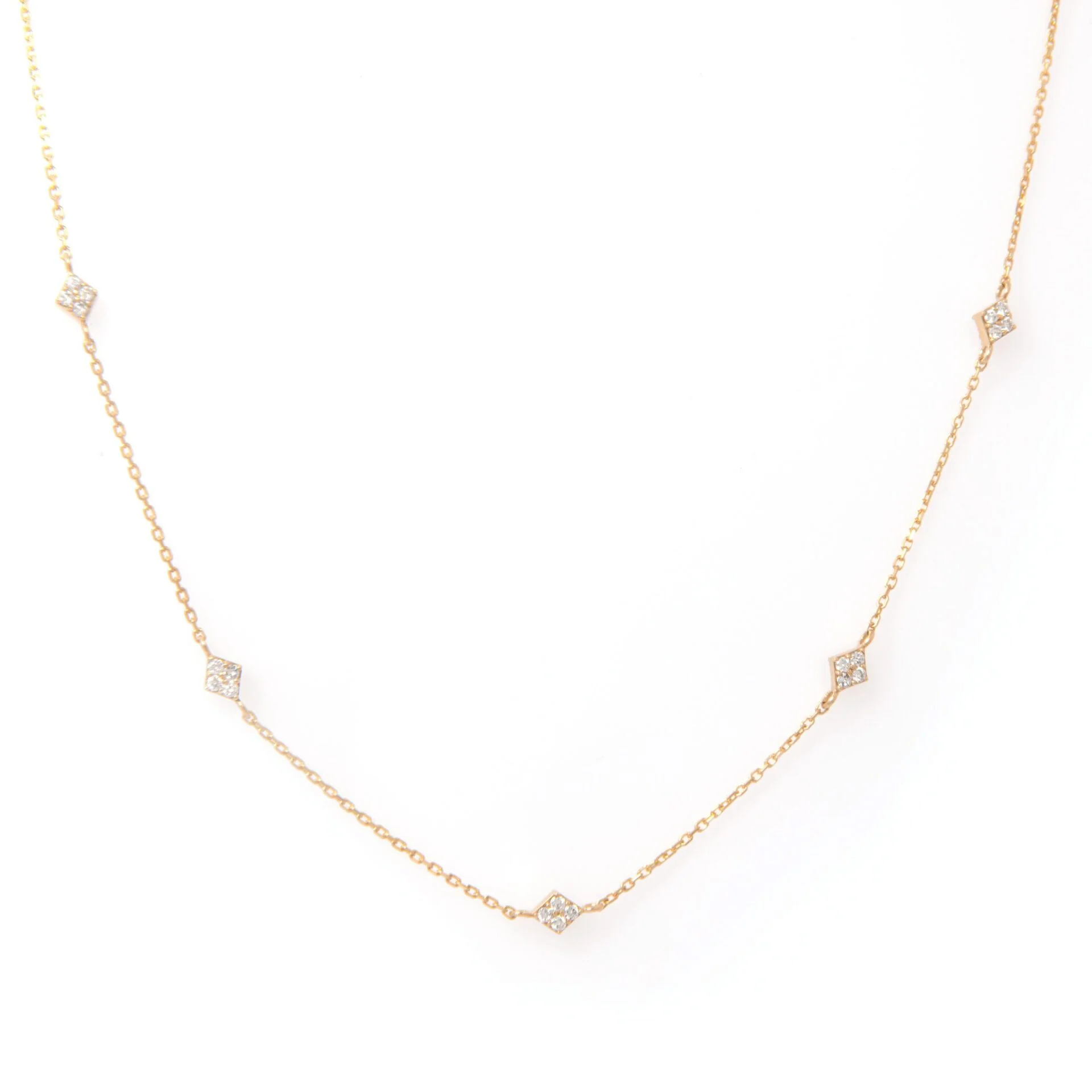 Diamond Station Necklace with 5 Marquise Design Charms