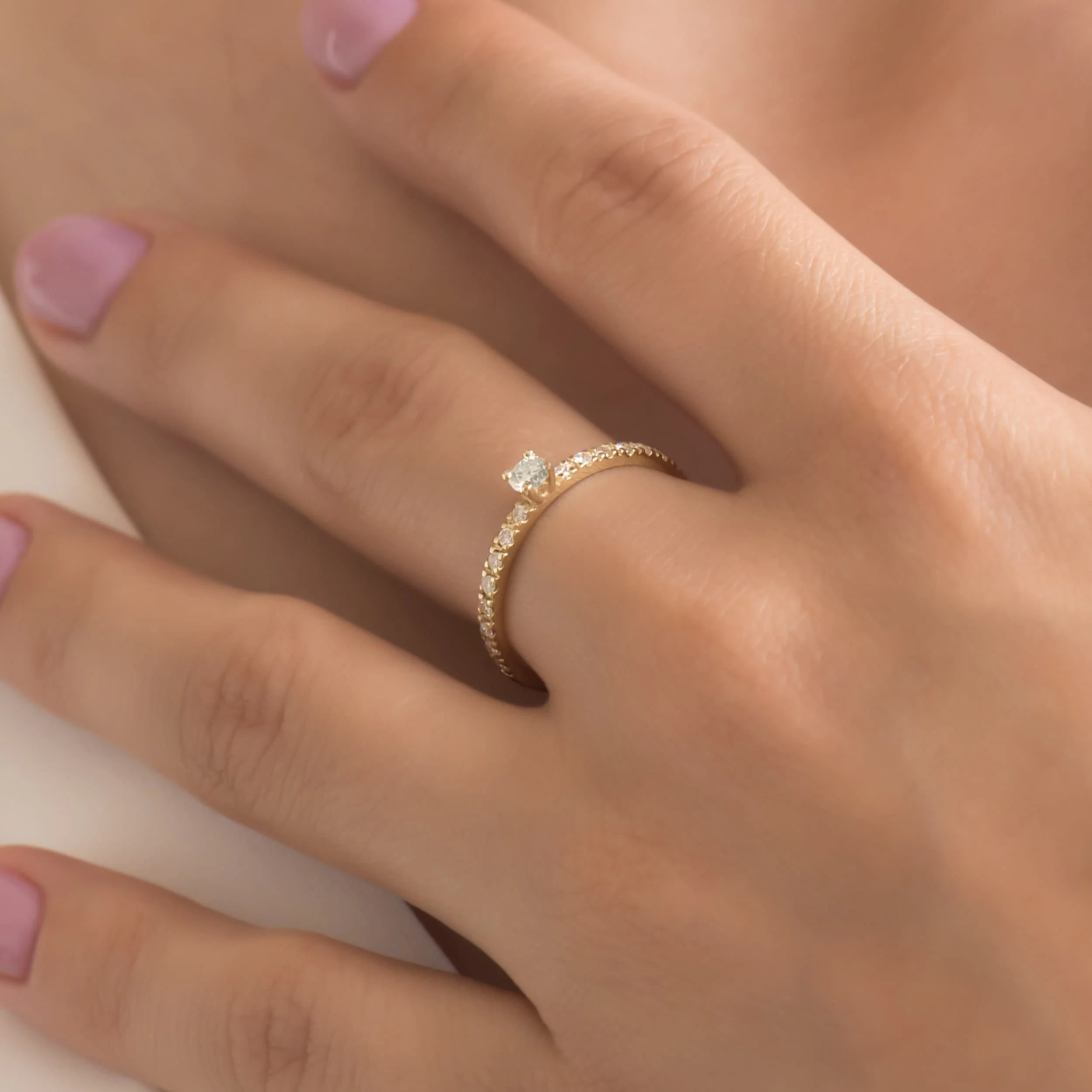 Diamond Solitaire Ring with 16 Side Diamonds — additional product image 7 from AntEva Crafts