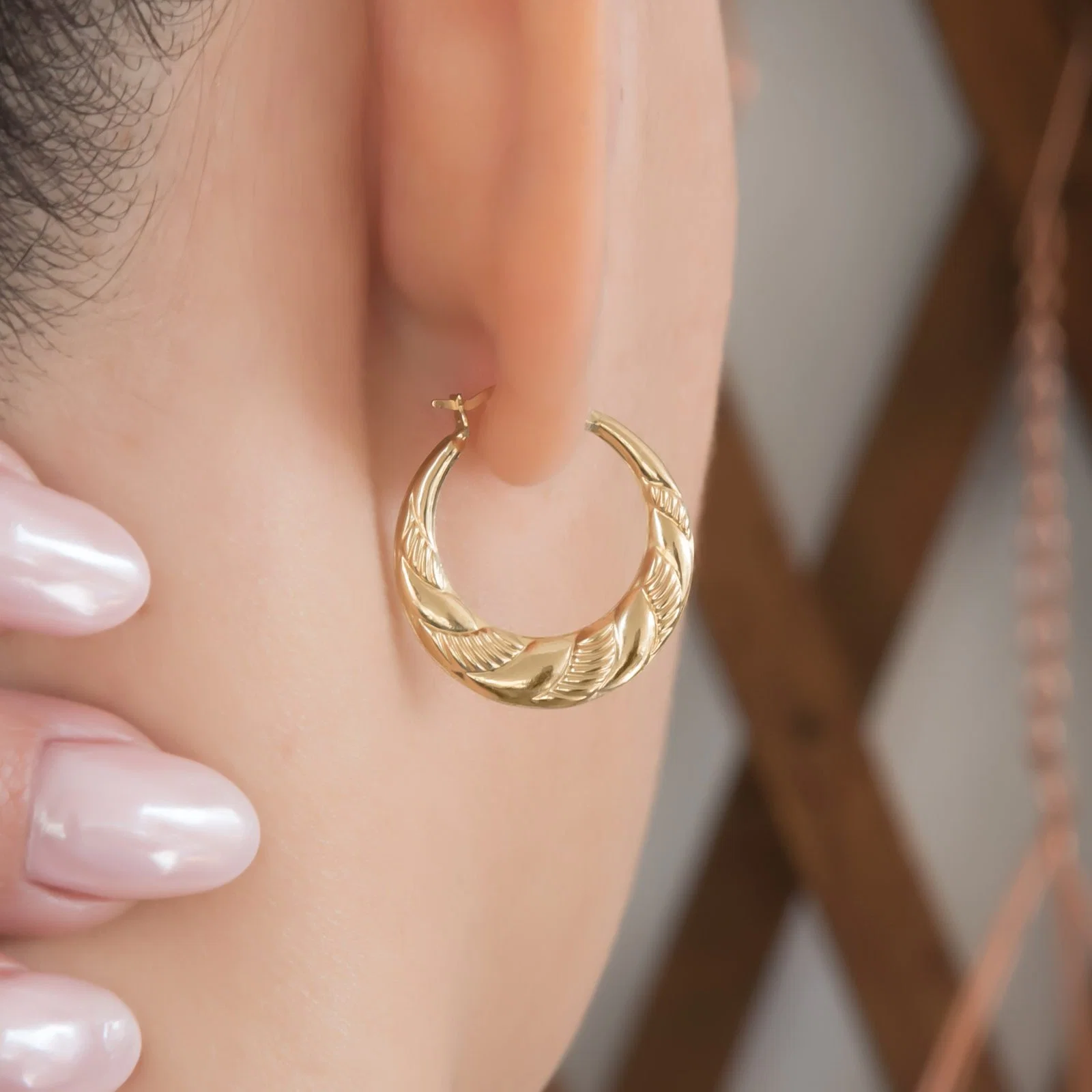 Ribbed Hoop Earrings — additional product image 4 from AntEva Crafts