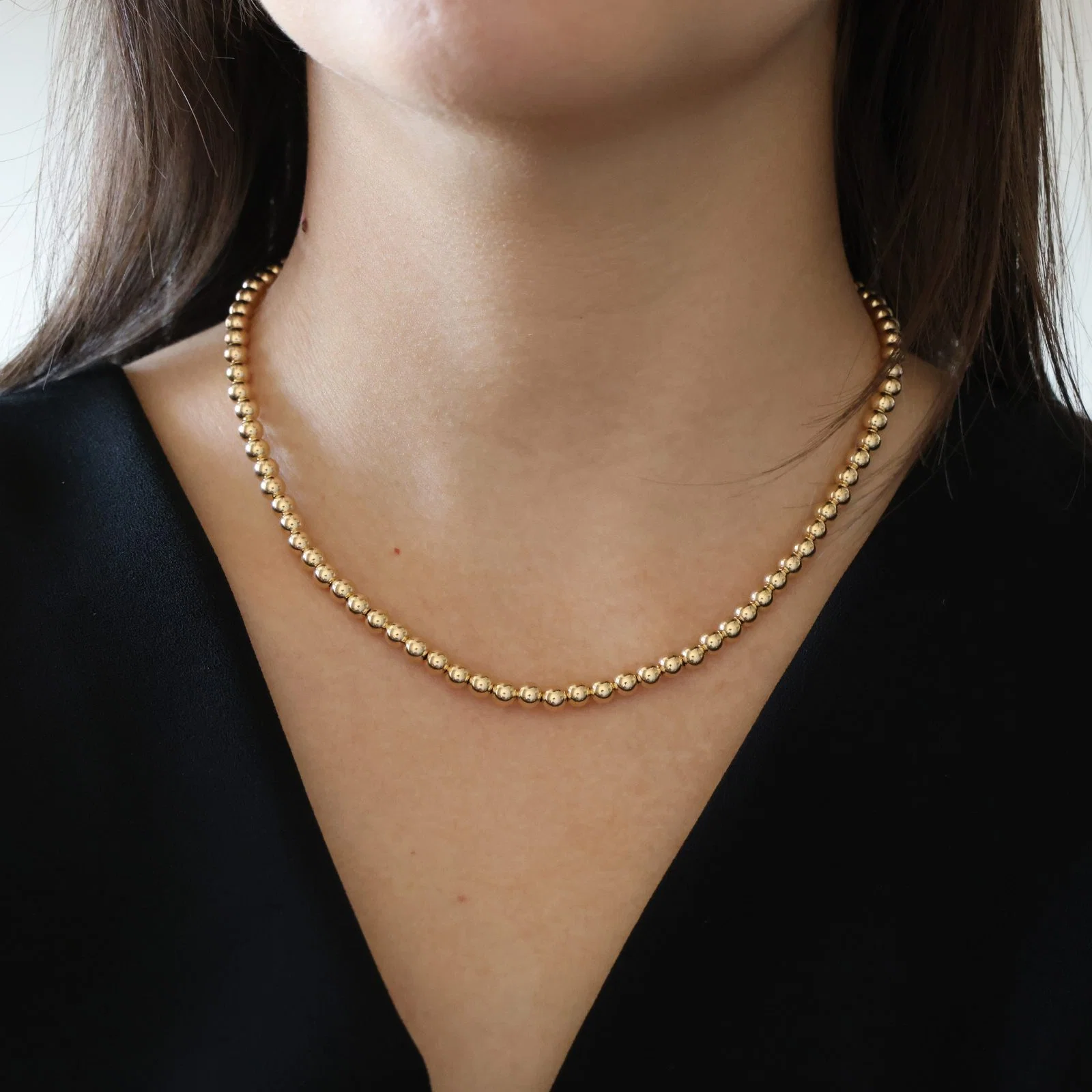Gold Bead Ball Necklace — additional product image 5 from AntEva Crafts