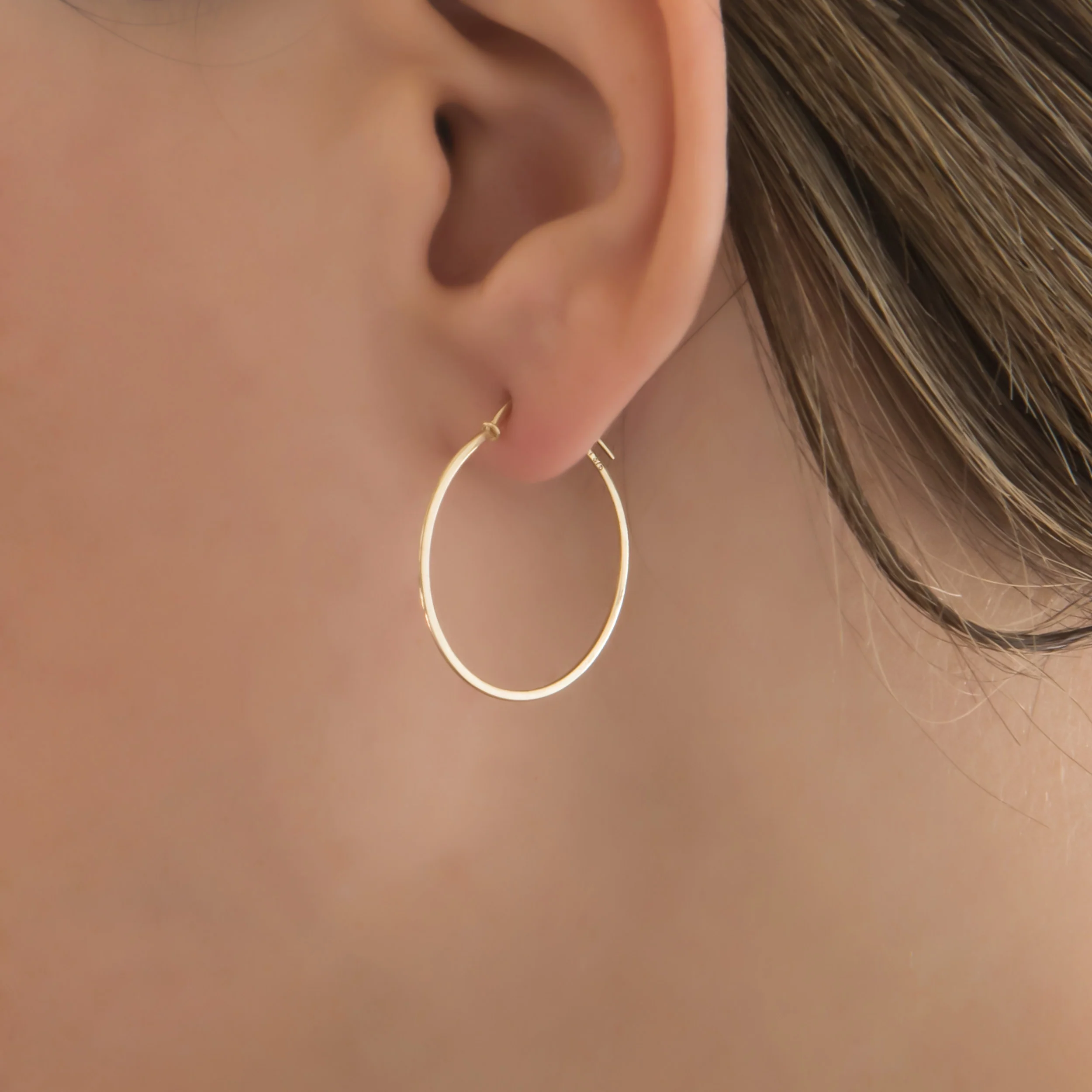 Solid Gold Hoop Earrings – Classic Minimalist Everyday Hoops — additional product image 2 from AntEva Crafts