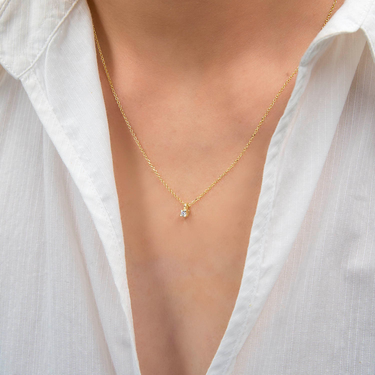Floating Diamond Necklace with 4 Prongs setting — additional product image 2 from AntEva Crafts