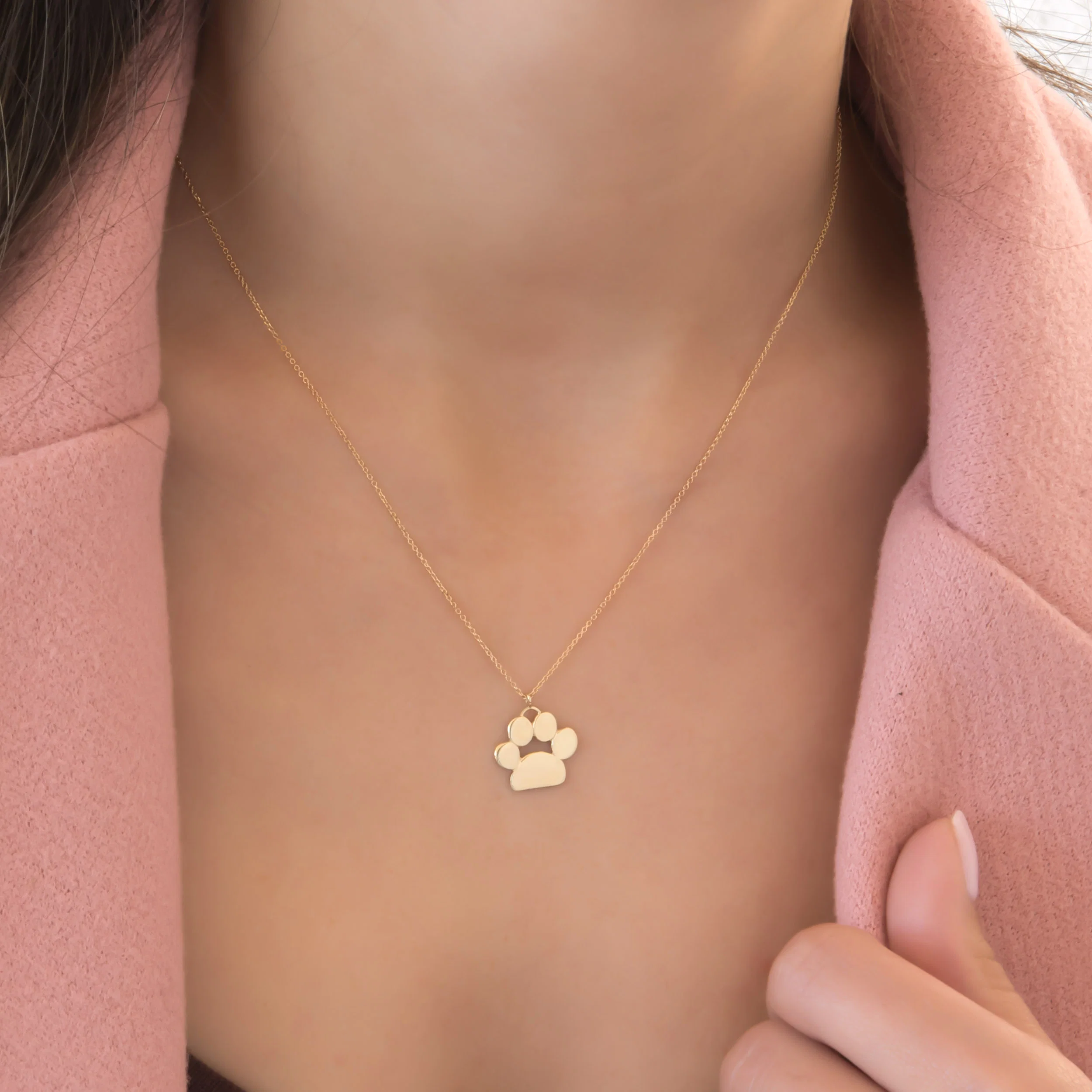 Gold Paw Print Necklace — additional product image 2 from AntEva Crafts