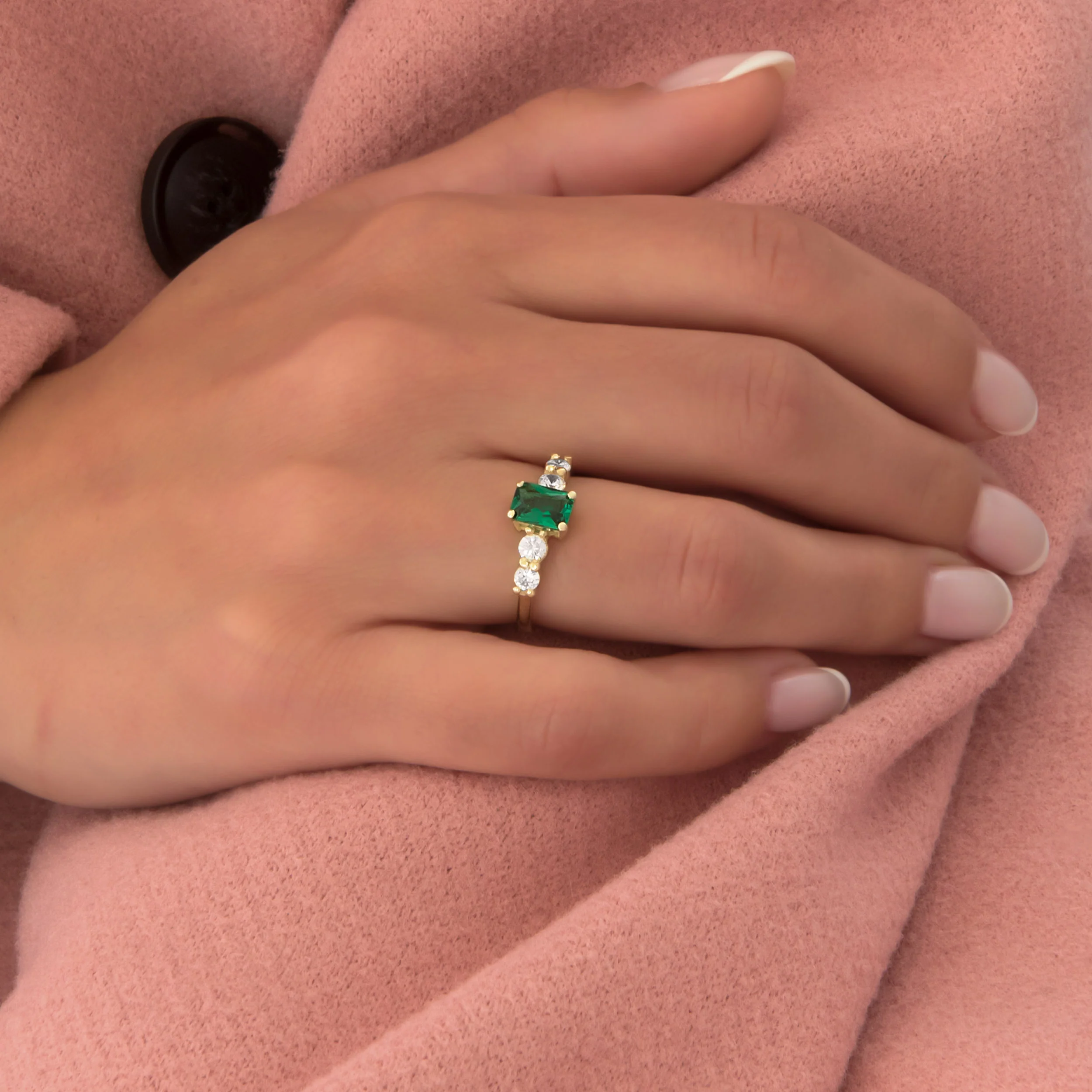 Emerald Cut Ring with 2 Side Gems — additional product image 2 from AntEva Crafts