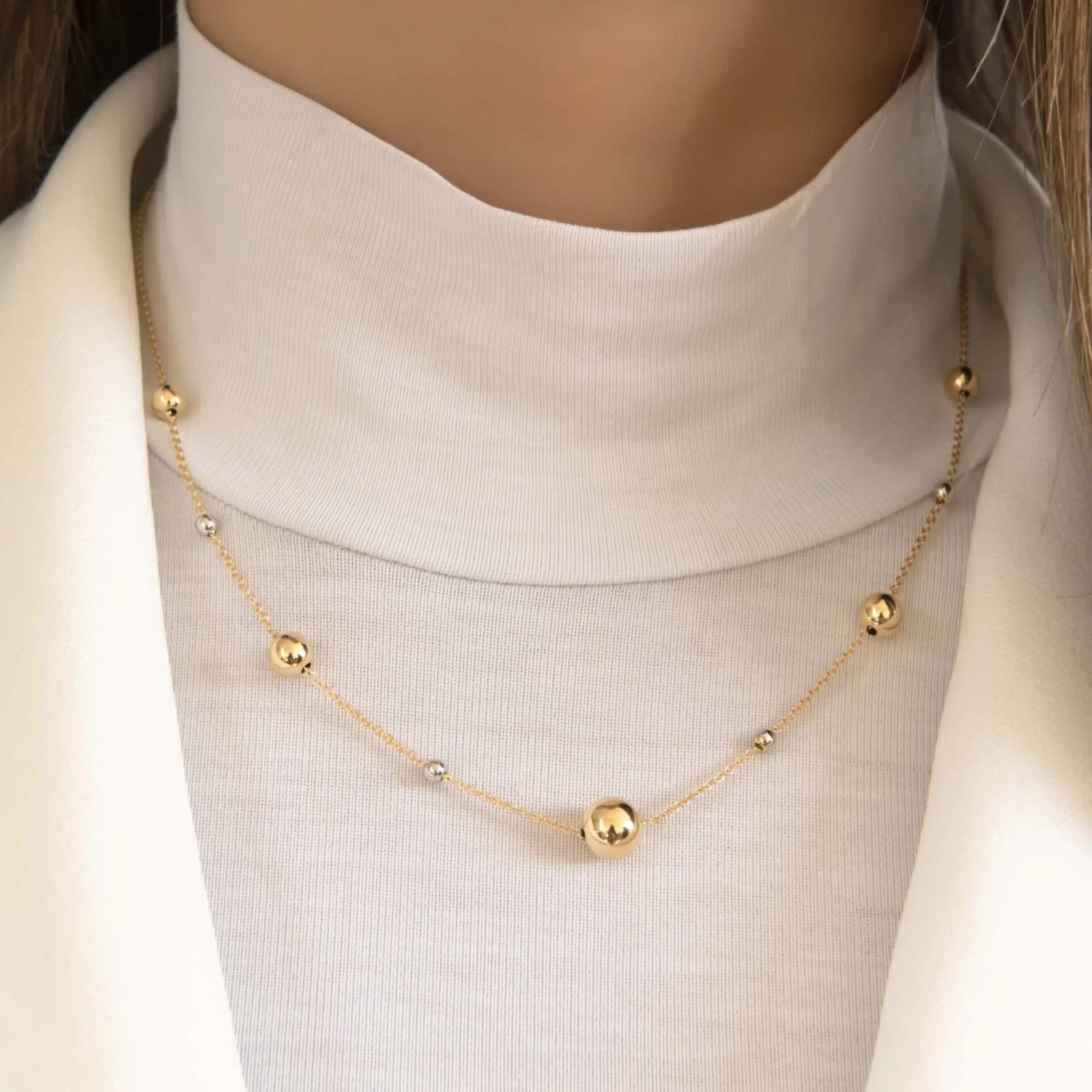 Beaded Two-Tone Ball Necklace — additional product image 2 from AntEva Crafts