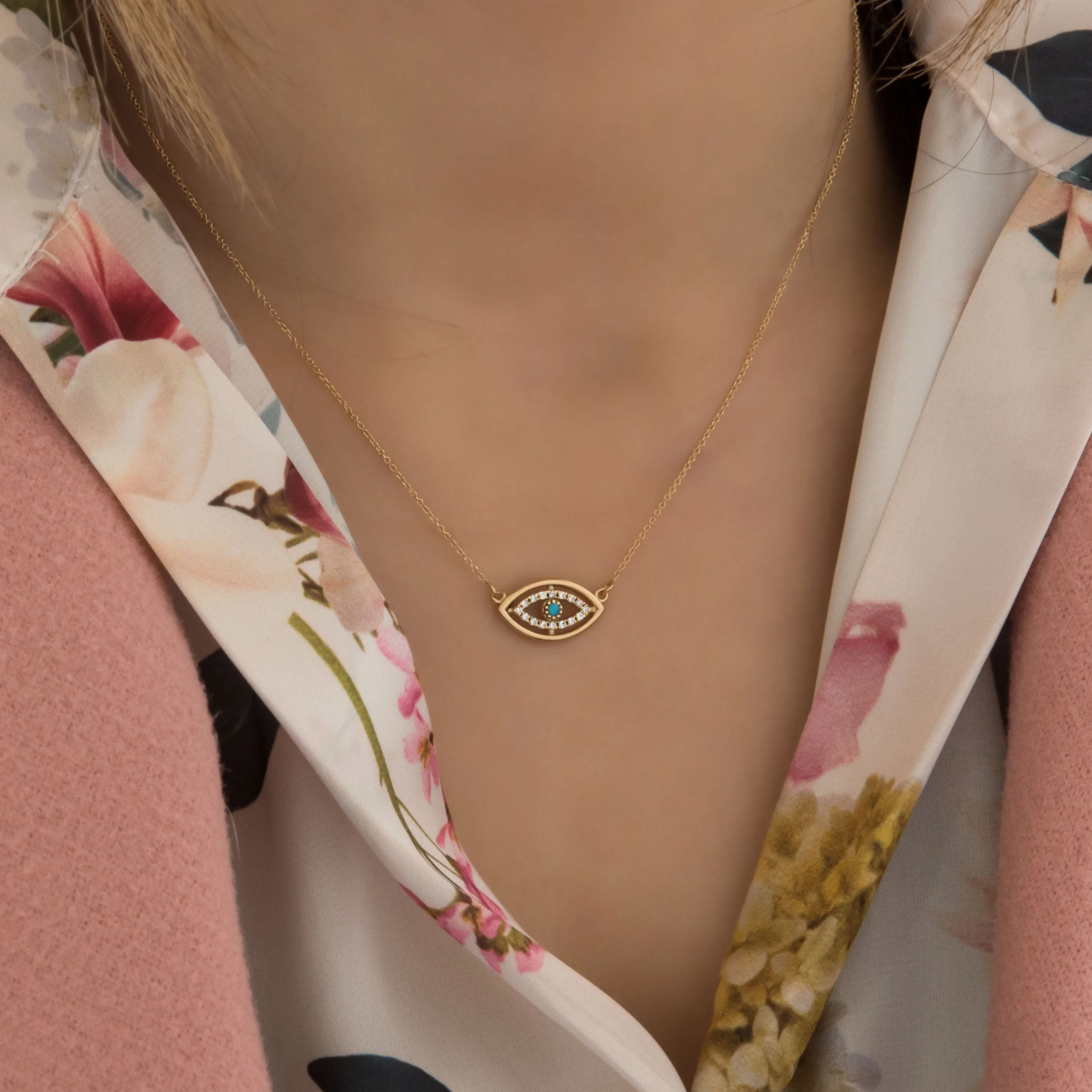 Gemstone Evil Eye Necklace — additional product image 2 from AntEva Crafts