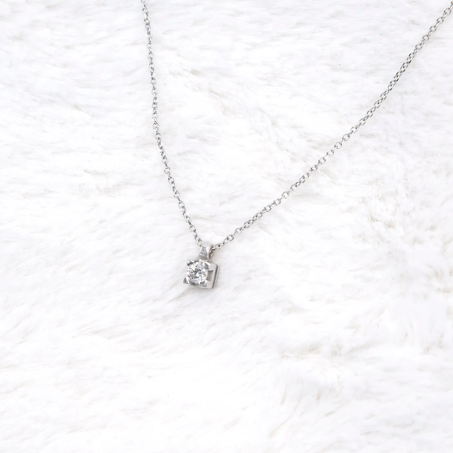 Floating Diamond Necklace with 4 Prongs setting — additional product image 6 from AntEva Crafts
