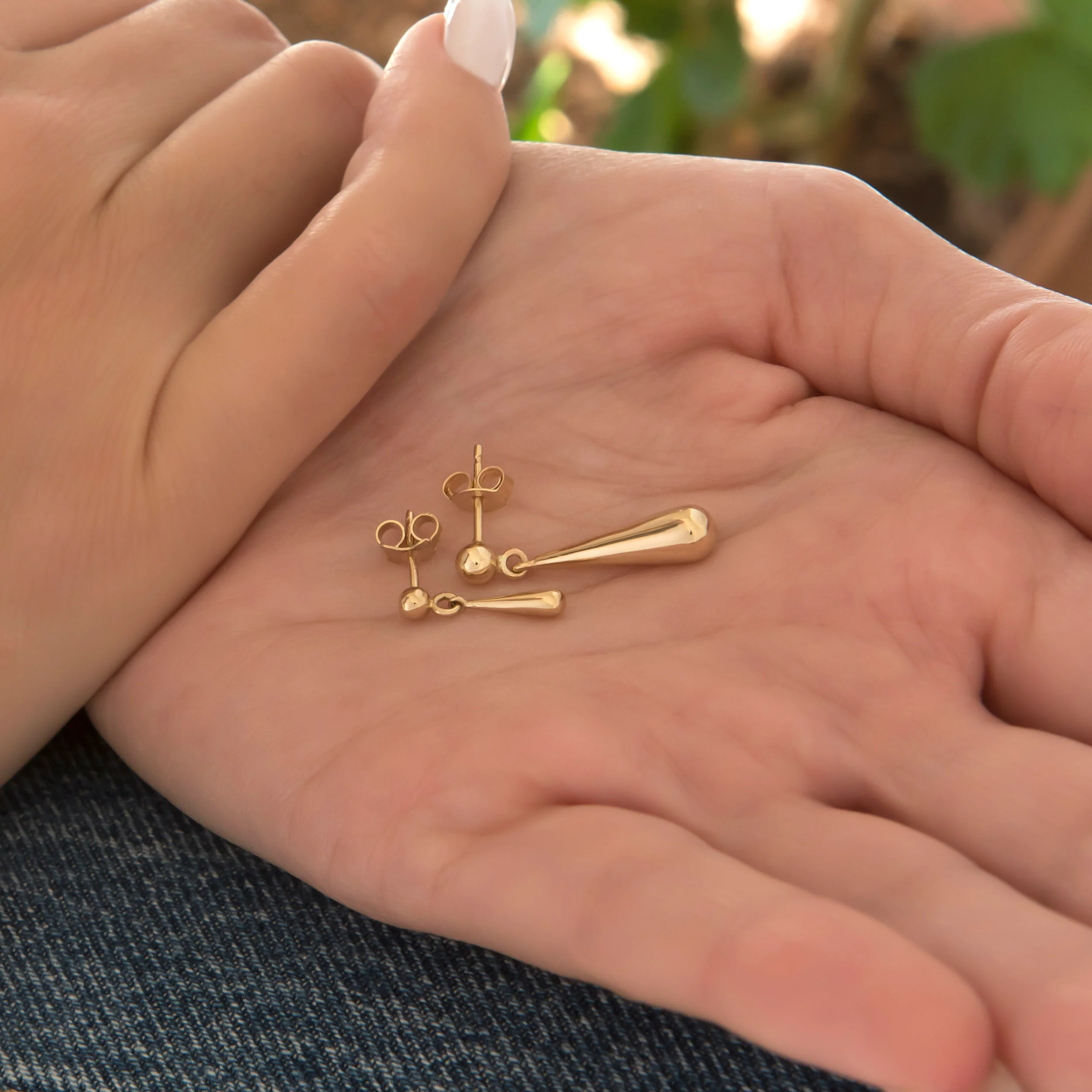 Dainty Teardrop Gold Dangle Earrings — additional product image 6 from AntEva Crafts