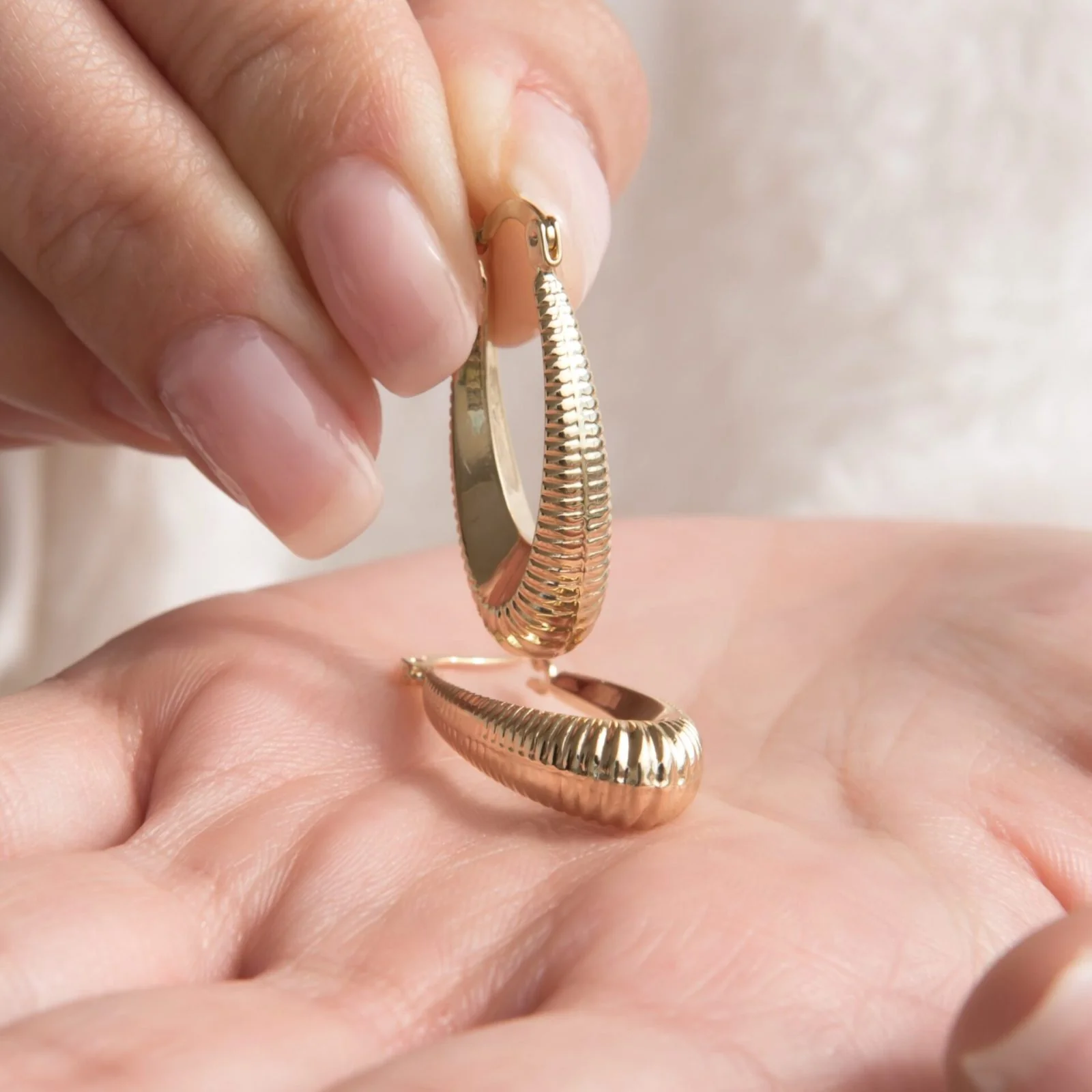 Ribbed Hoop Earrings — additional product image 7 from AntEva Crafts