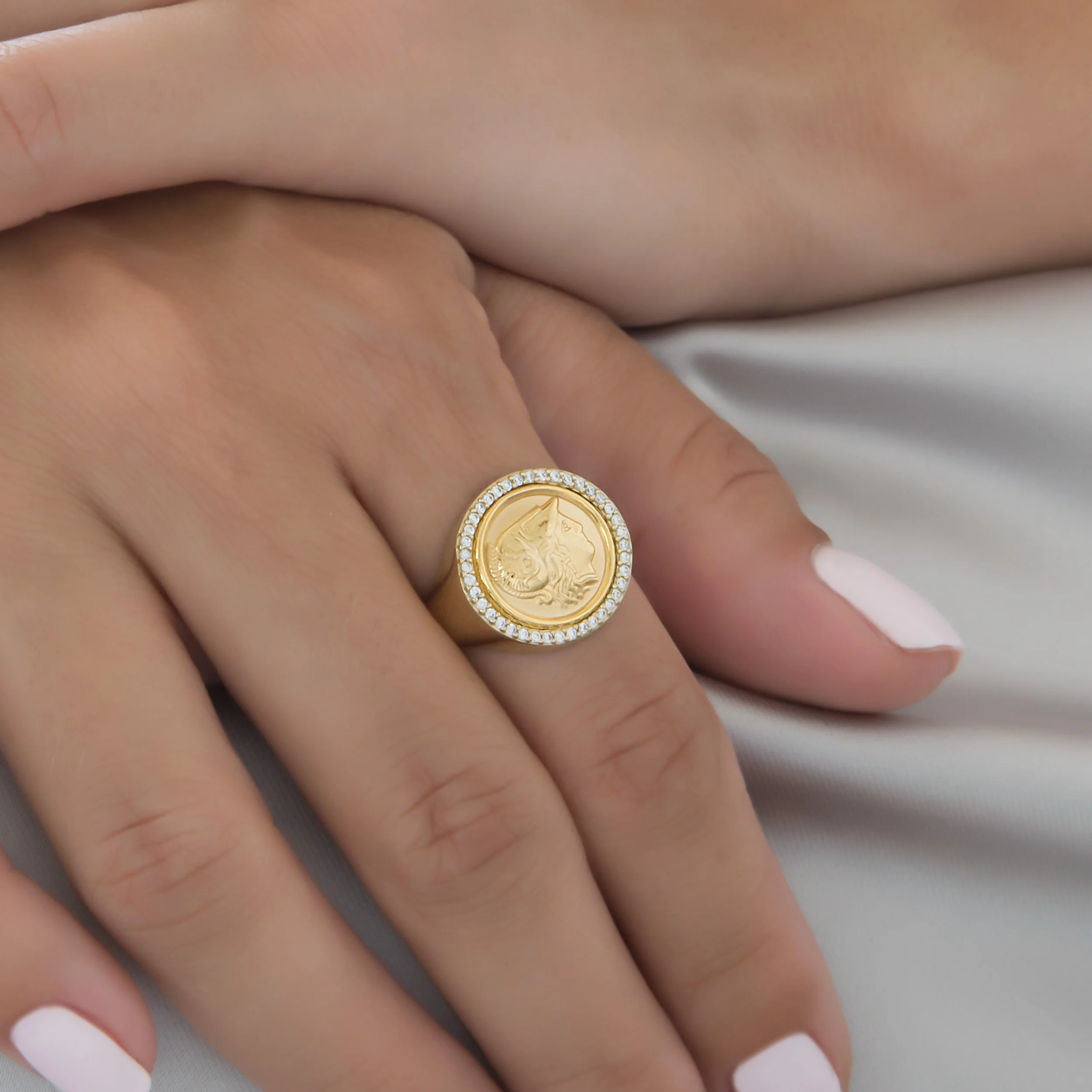 Goddess Athena Halo Gold Ring — additional product image 2 from AntEva Crafts