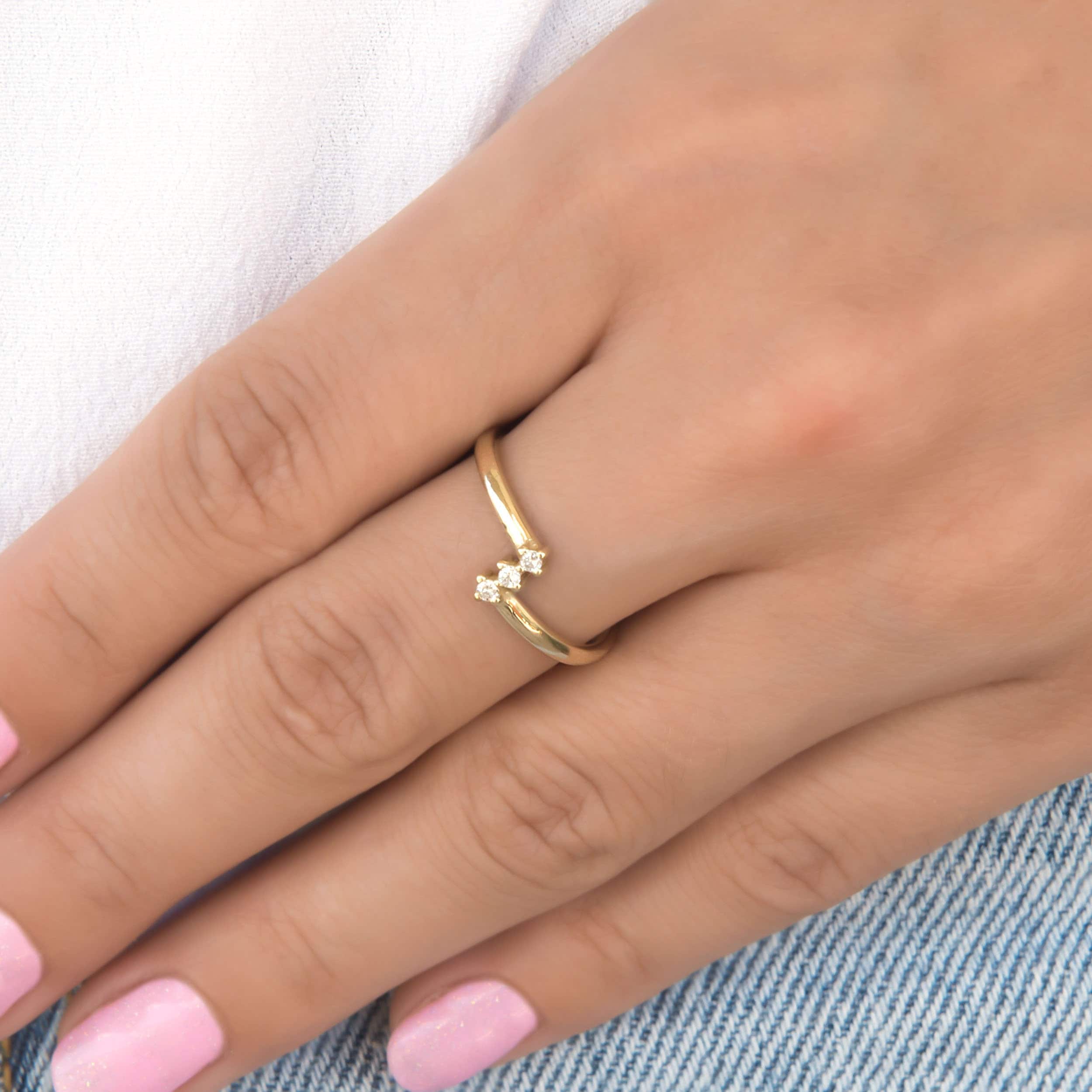Triple Diamond Bypass Ring — additional product image 2 from AntEva Crafts