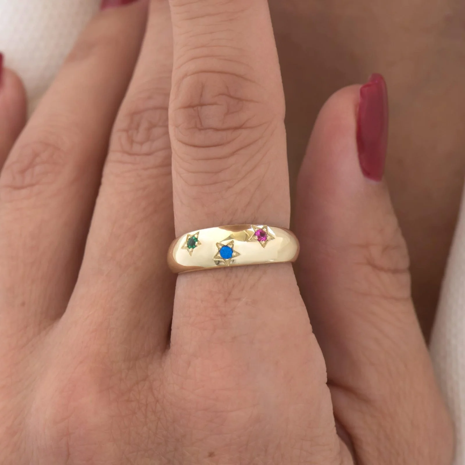 North Star Birthstone Ring with 3 Gems — additional product image 4 from AntEva Crafts