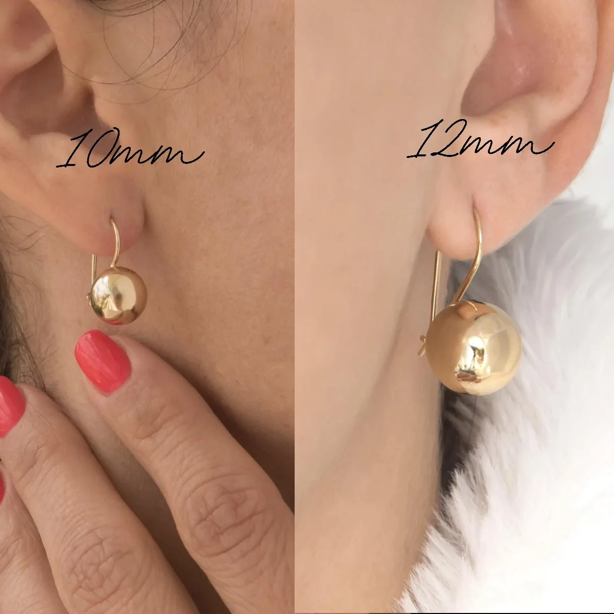 Ball Dangle Earrings in 14k solid Gold — additional product image 9 from AntEva Crafts