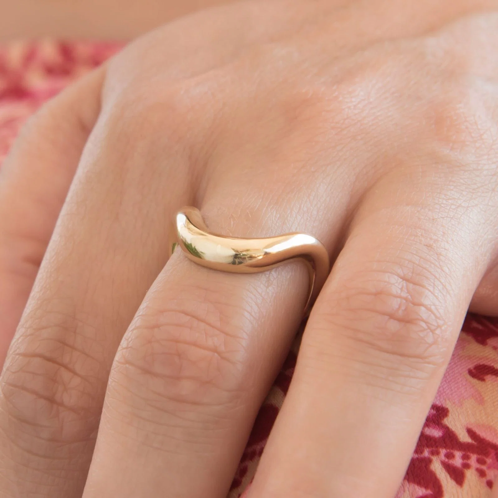 Asymmetrical Wavy 14k Gold Vermeil Ring — additional product image 2 from AntEva Crafts