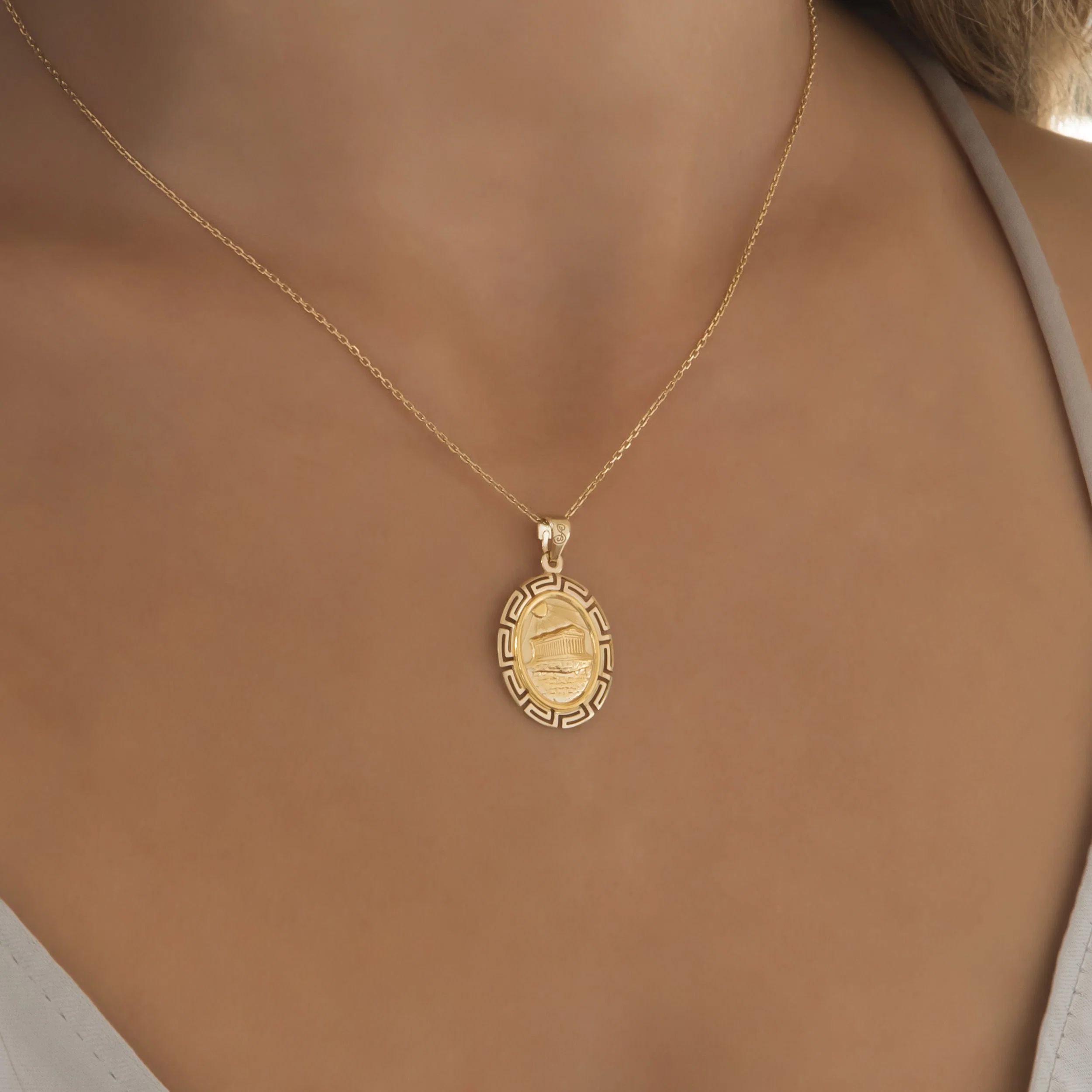 Oval Parthenon Temple Meander Pendant — additional product image 2 from AntEva Crafts