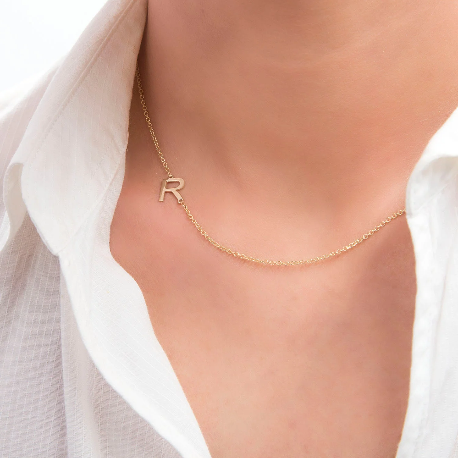 Initial Sideways Monogram Chain Necklace — additional product image 2 from AntEva Crafts