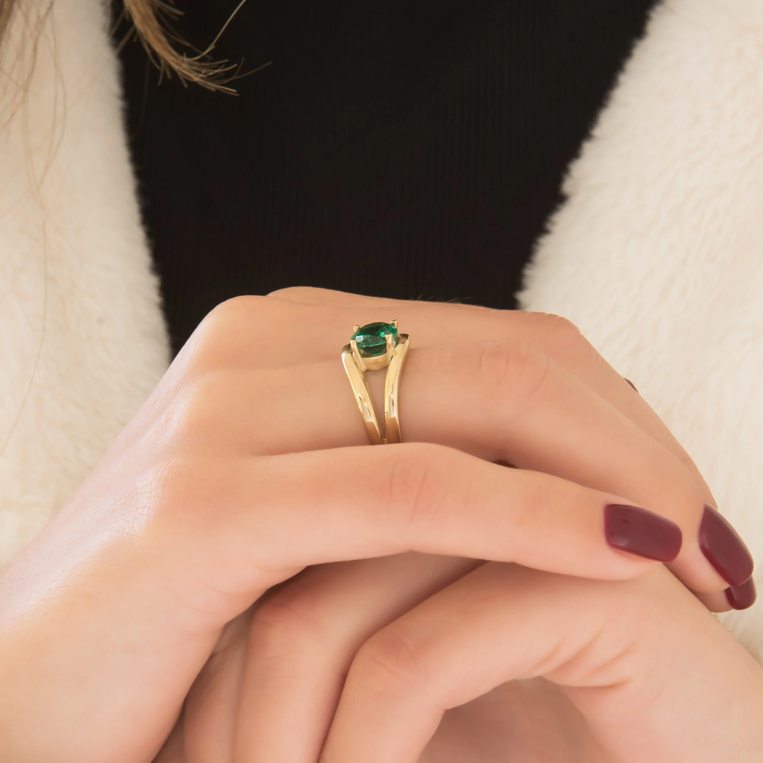 Split Dome Ring with Oval Gemstone — additional product image 4 from AntEva Crafts