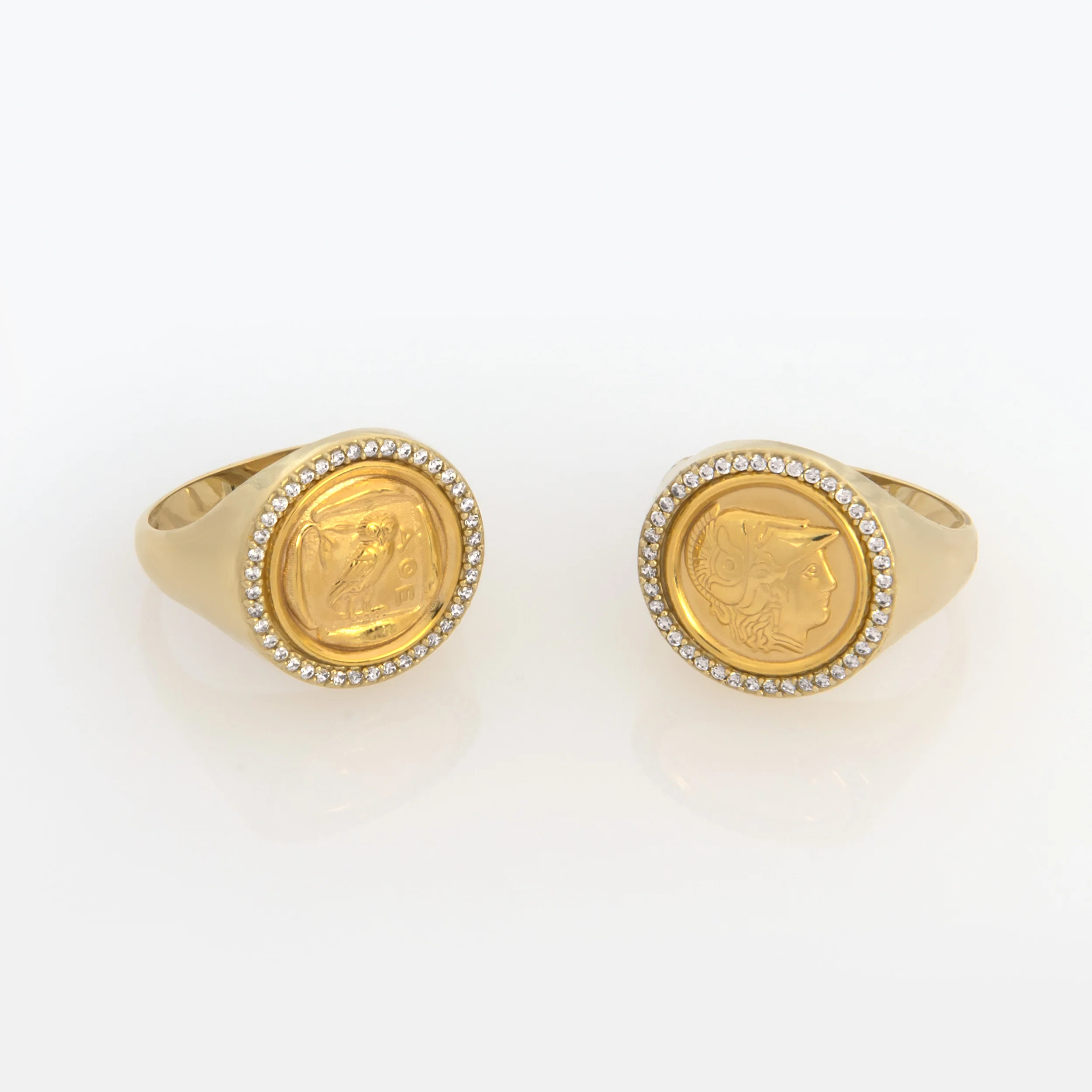 Owl Coin Halo Gold Ring — additional product image 5 from AntEva Crafts