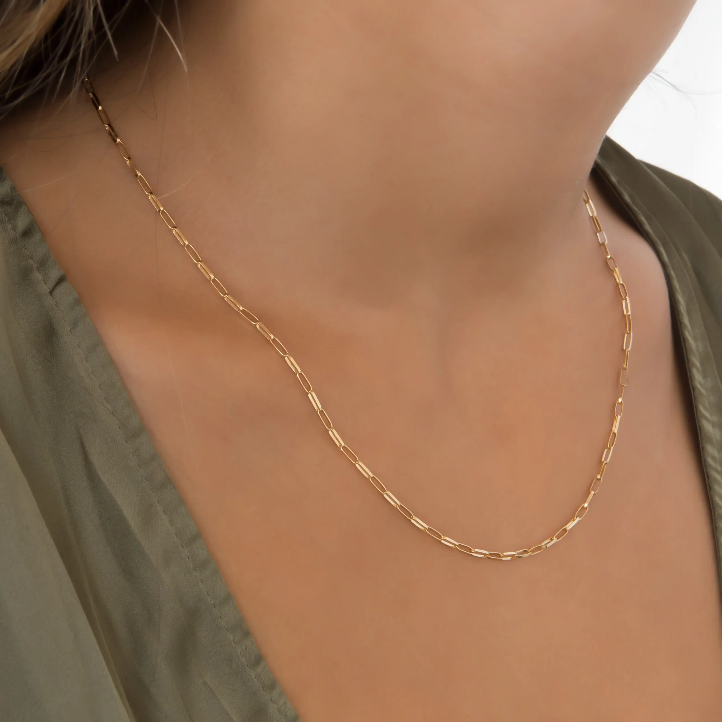 Delicate Gold Paperclip Necklace — additional product image 4 from AntEva Crafts