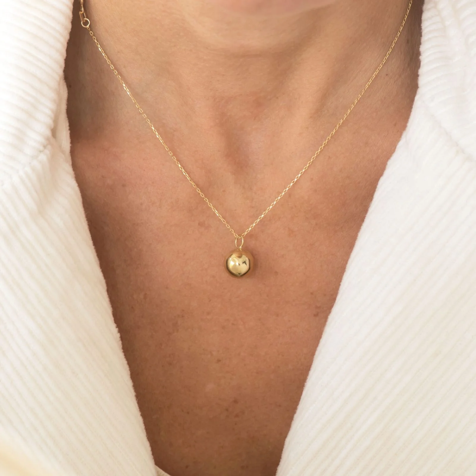 Real Gold 14k Ball Necklace 3 sizes — additional product image 3 from AntEva Crafts