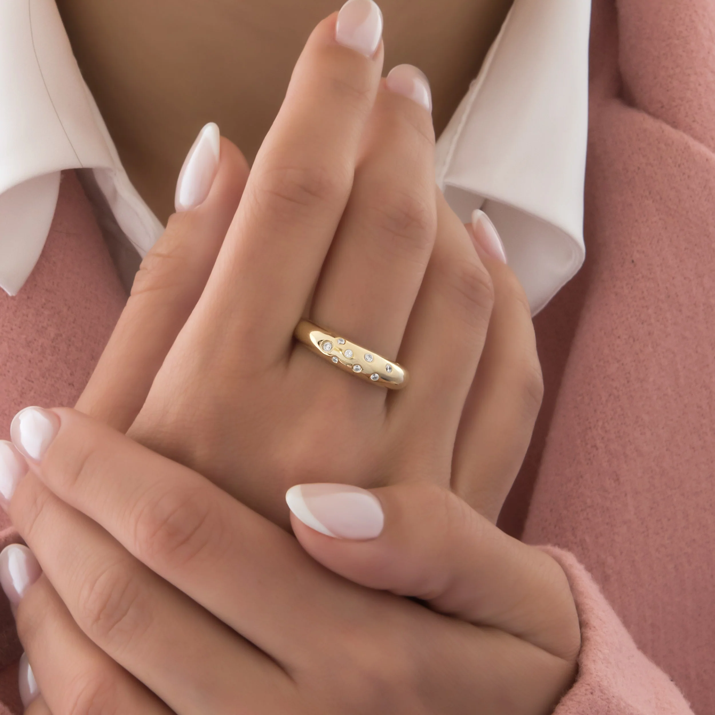 Asymmetrical Stones Gold Ring — additional product image 2 from AntEva Crafts