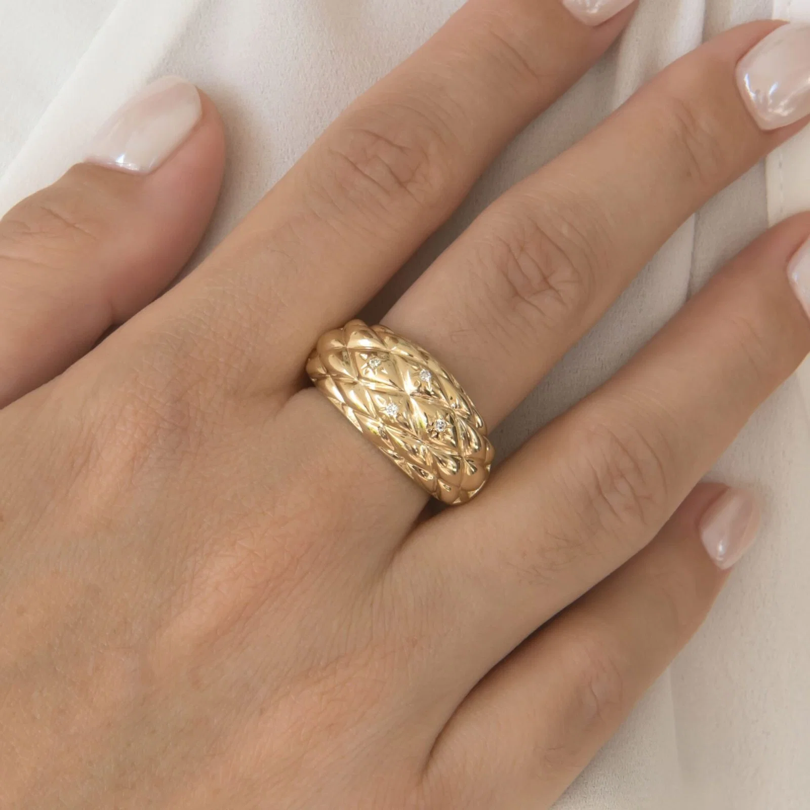Kylie Dome Diamond Cut Ring — additional product image 2 from AntEva Crafts