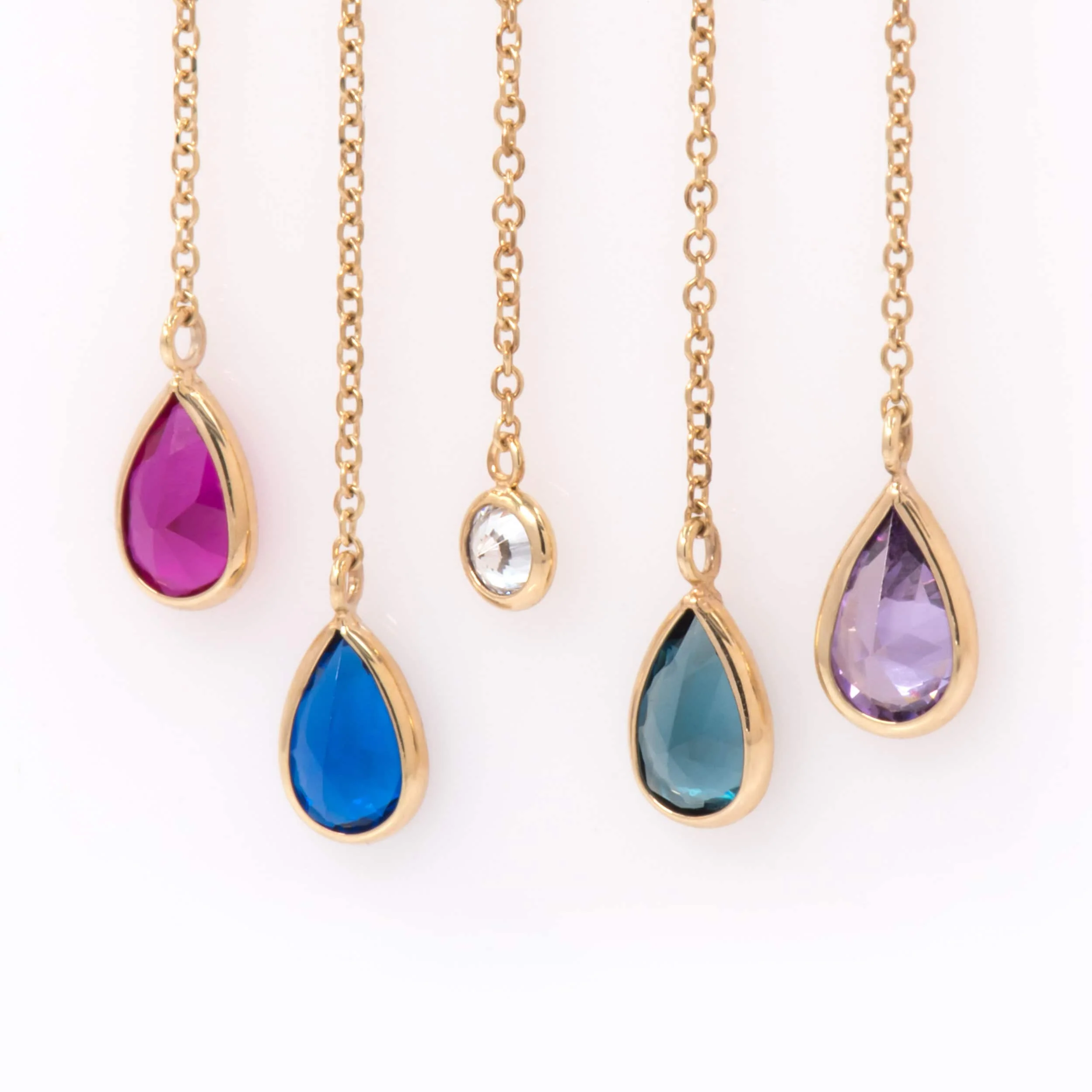 Chain Hanging Bar Earrings with Coloured CZ — additional product image 10 from AntEva Crafts