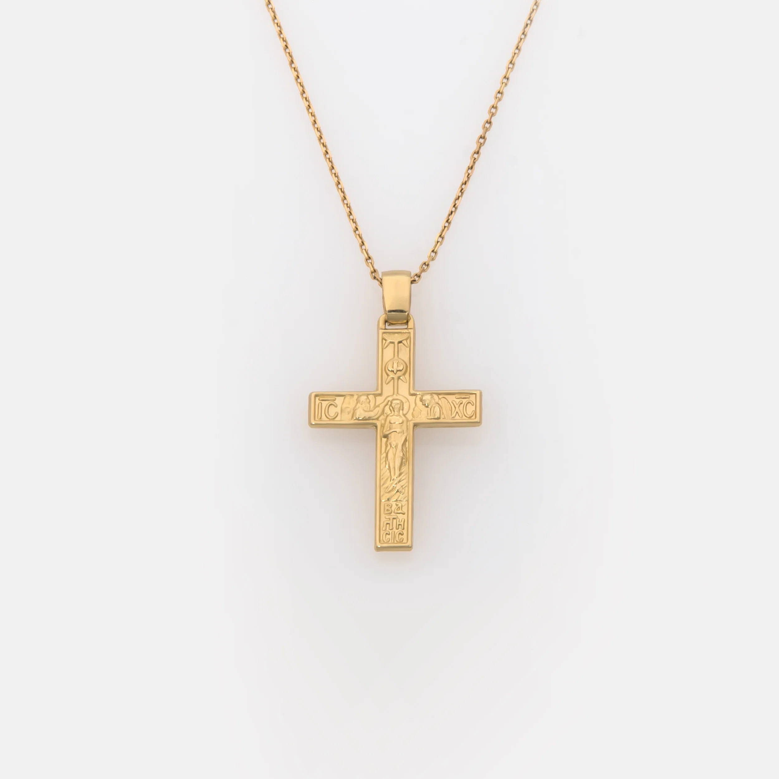 Yellow Gold Sleek Minimalist Cross Pendant — additional product image 3 from AntEva Crafts