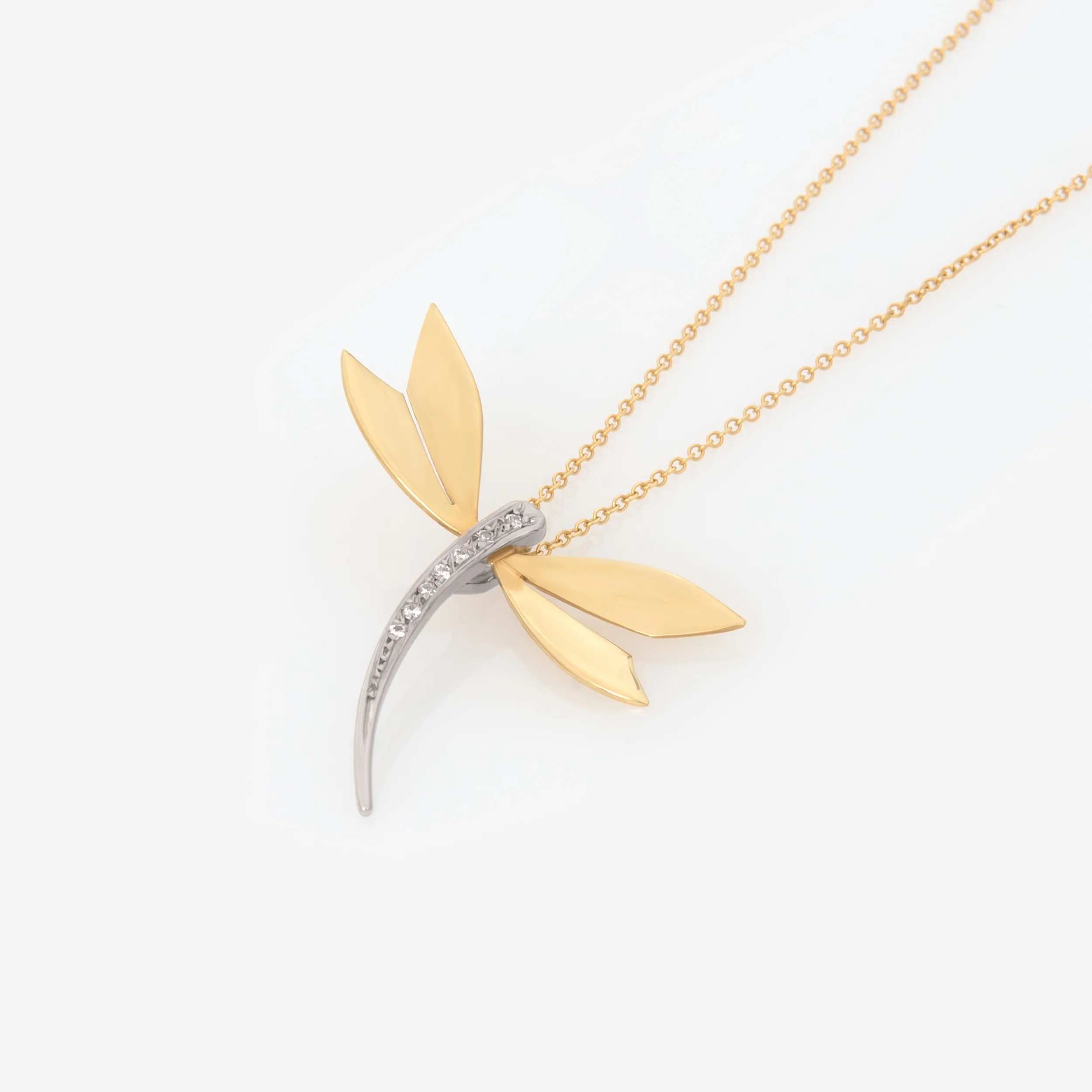 Two-Tone Dragonfly Necklace with CZ Stones