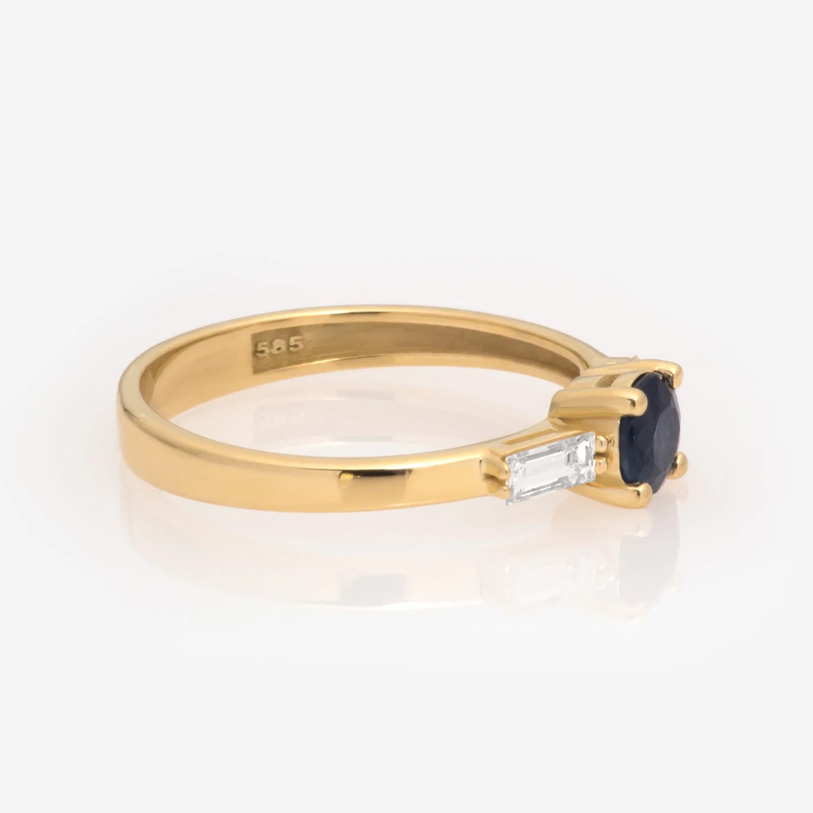 Round Birthstone Ring with 2 Baguete Diamonds — additional product image 8 from AntEva Crafts