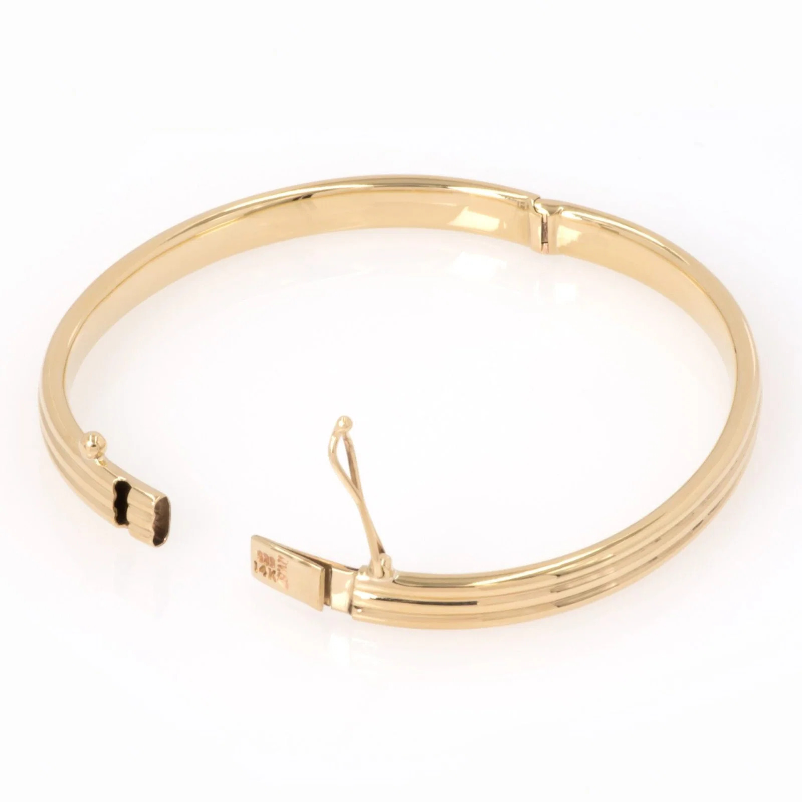 Oval Hinged Ribbed Bangle — additional product image 2 from AntEva Crafts