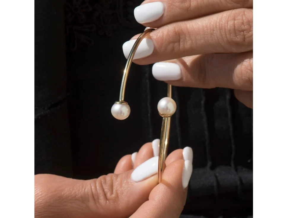 Gold Pearl Open Cuff Bracelet — additional product image 2 from AntEva Crafts