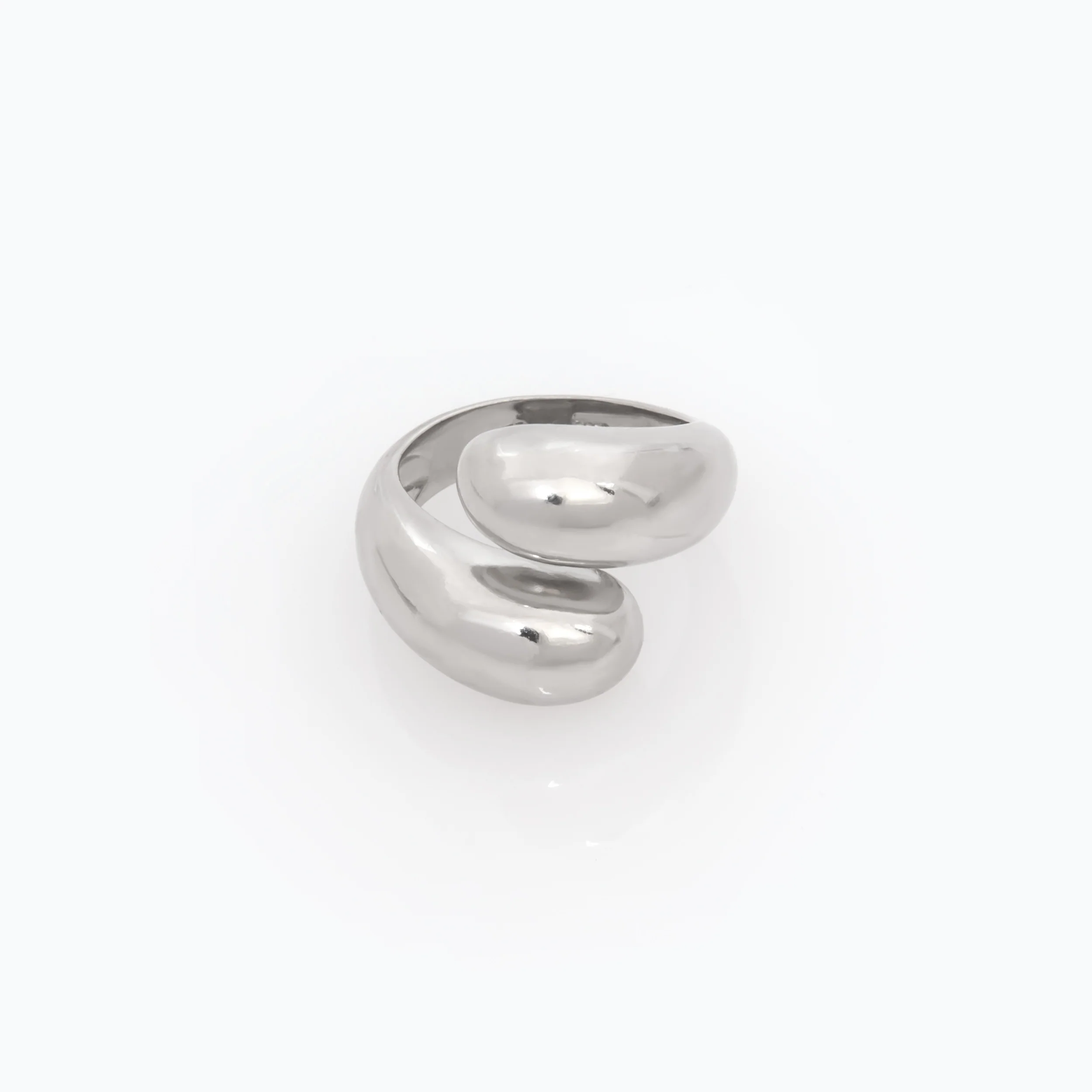 Silver Bypass Ring with Open Dome Design — additional product image 3 from AntEva Crafts