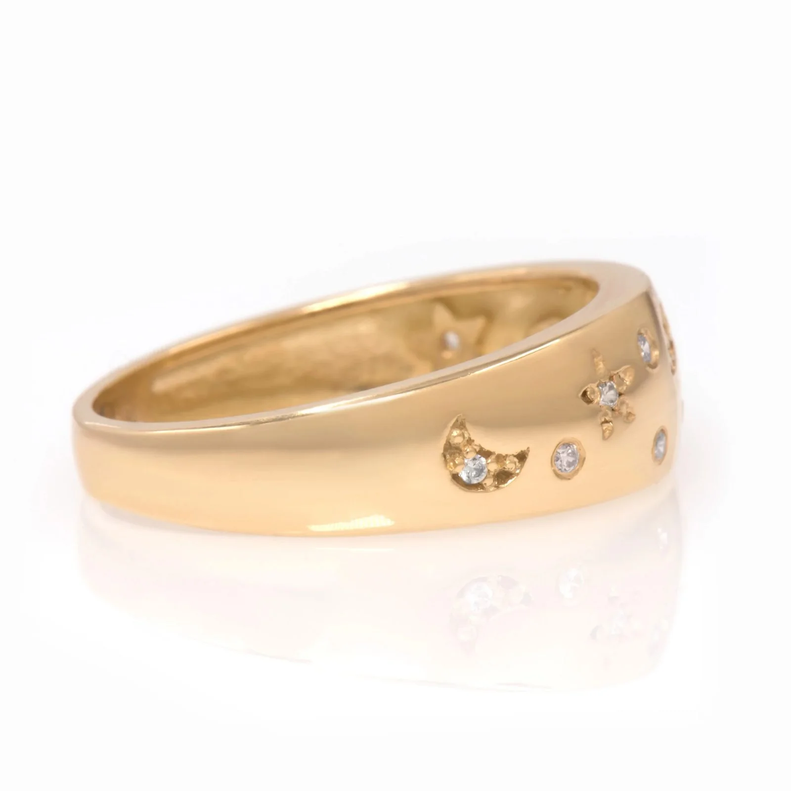 Diamond Starburst Ring with Celestial Symbols — additional product image 7 from AntEva Crafts