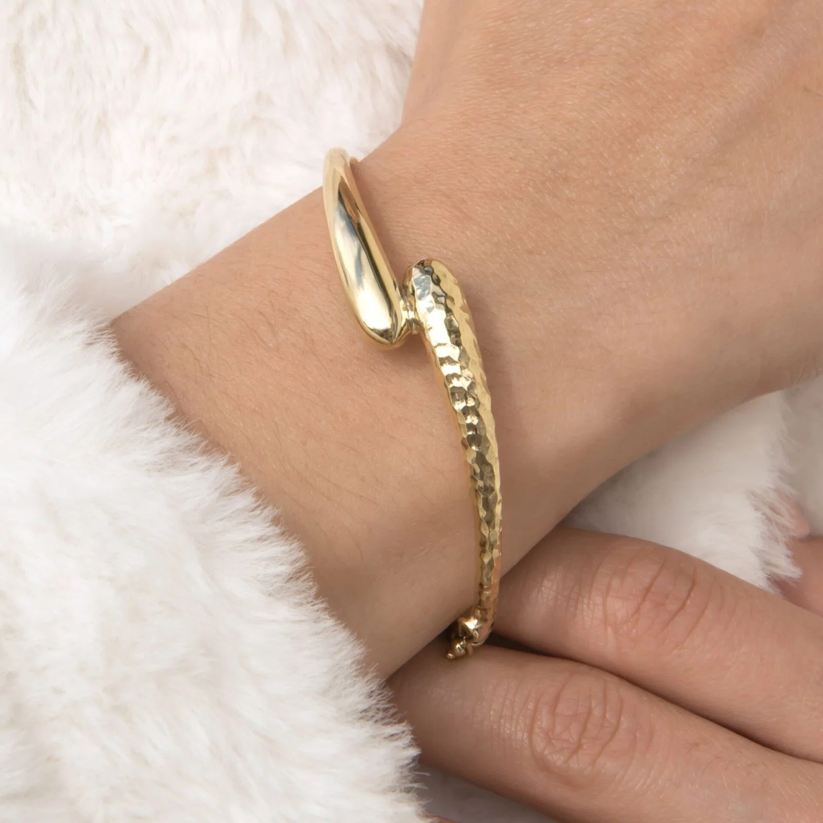 Hammered Bypass Hinged Bangle — additional product image 2 from AntEva Crafts