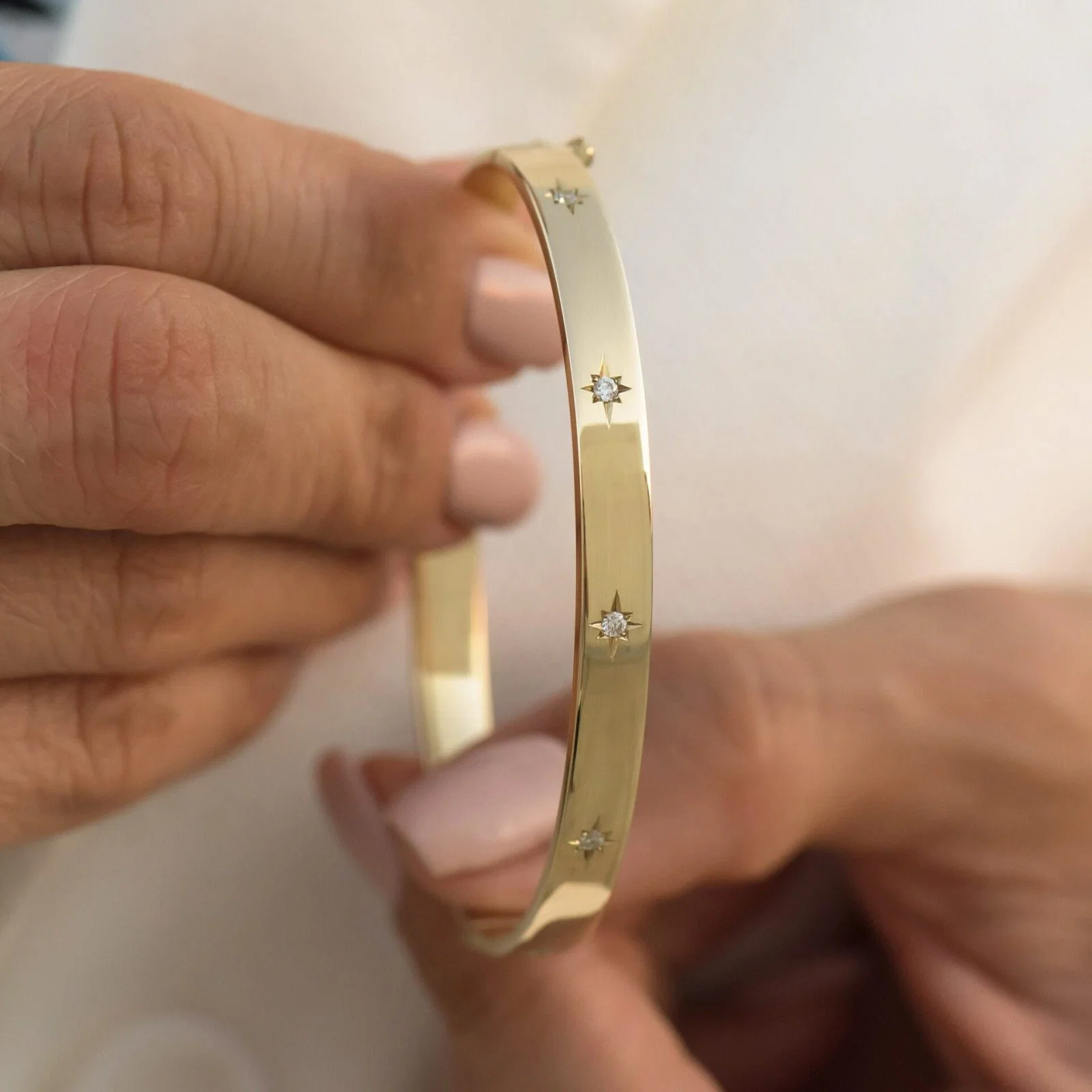 Diamond North Star Hinged Bracelet with 5 gems — additional product image 4 from AntEva Crafts