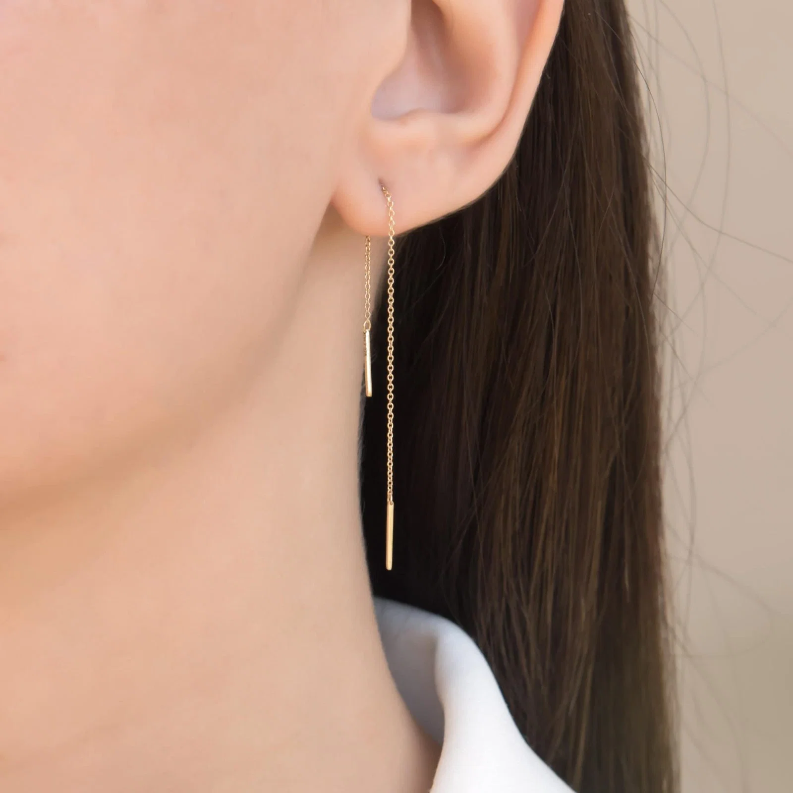Threader Chain Earrings with Bars — additional product image 2 from AntEva Crafts