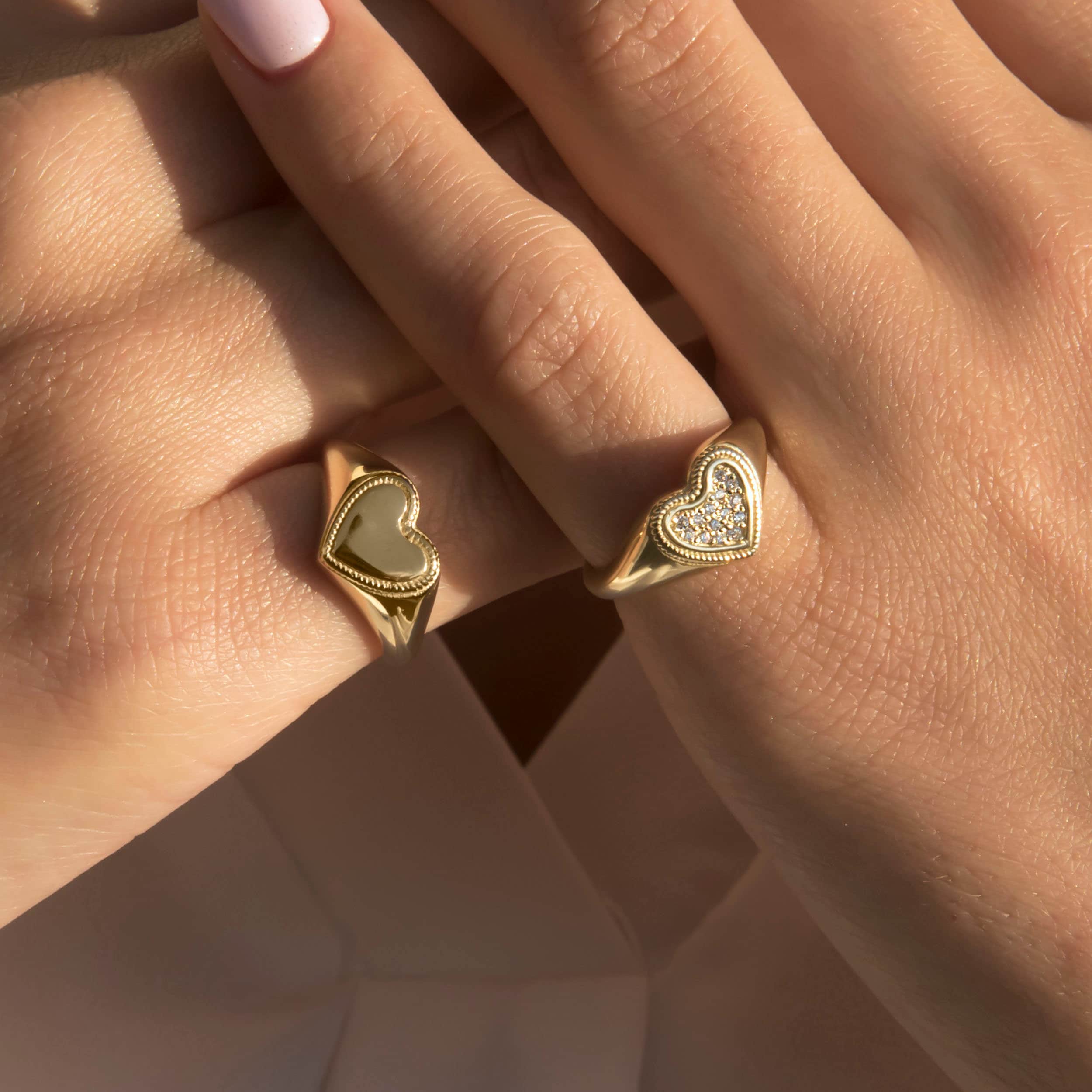 Diamond Heart Signet Ring — additional product image 7 from AntEva Crafts