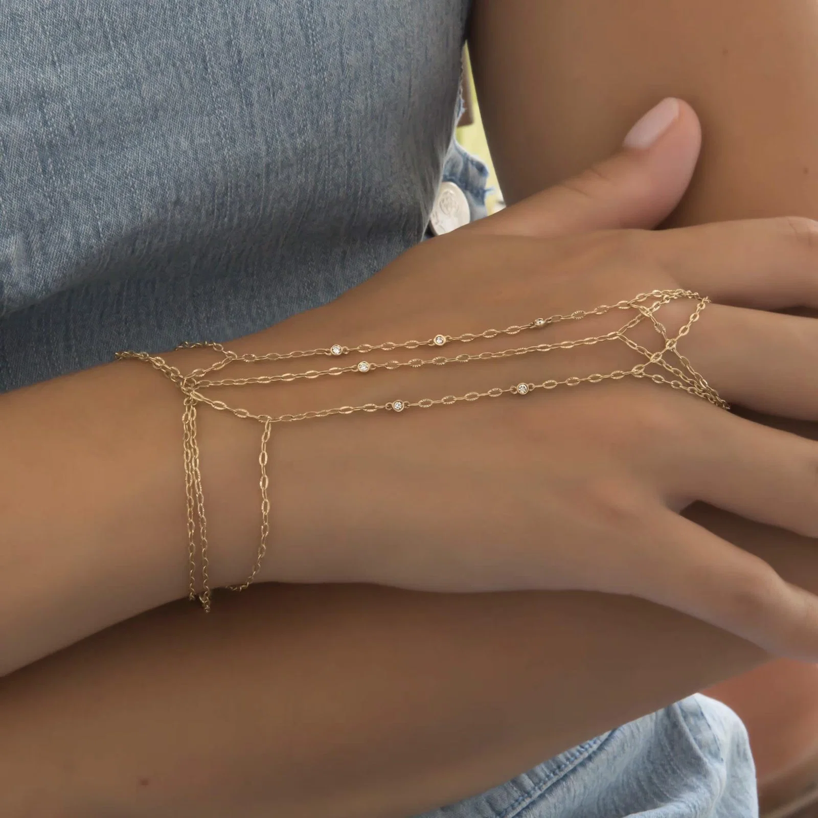 Diamond Hand Chain Bracelet — additional product image 4 from AntEva Crafts