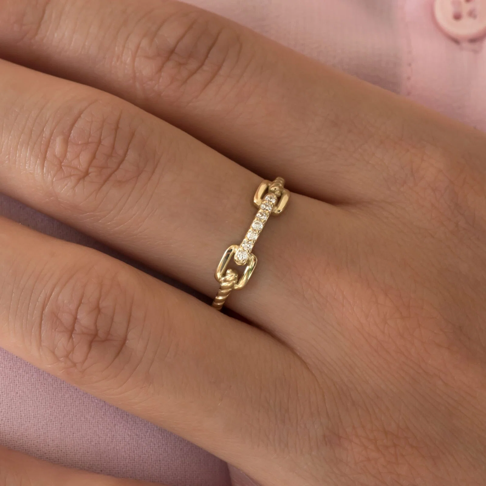 Chain Link Diamond Ring — additional product image 2 from AntEva Crafts