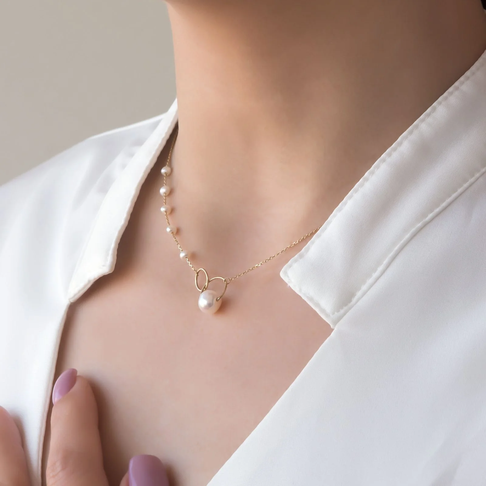 Double Circle Chain Pearl Set — additional product image 7 from AntEva Crafts