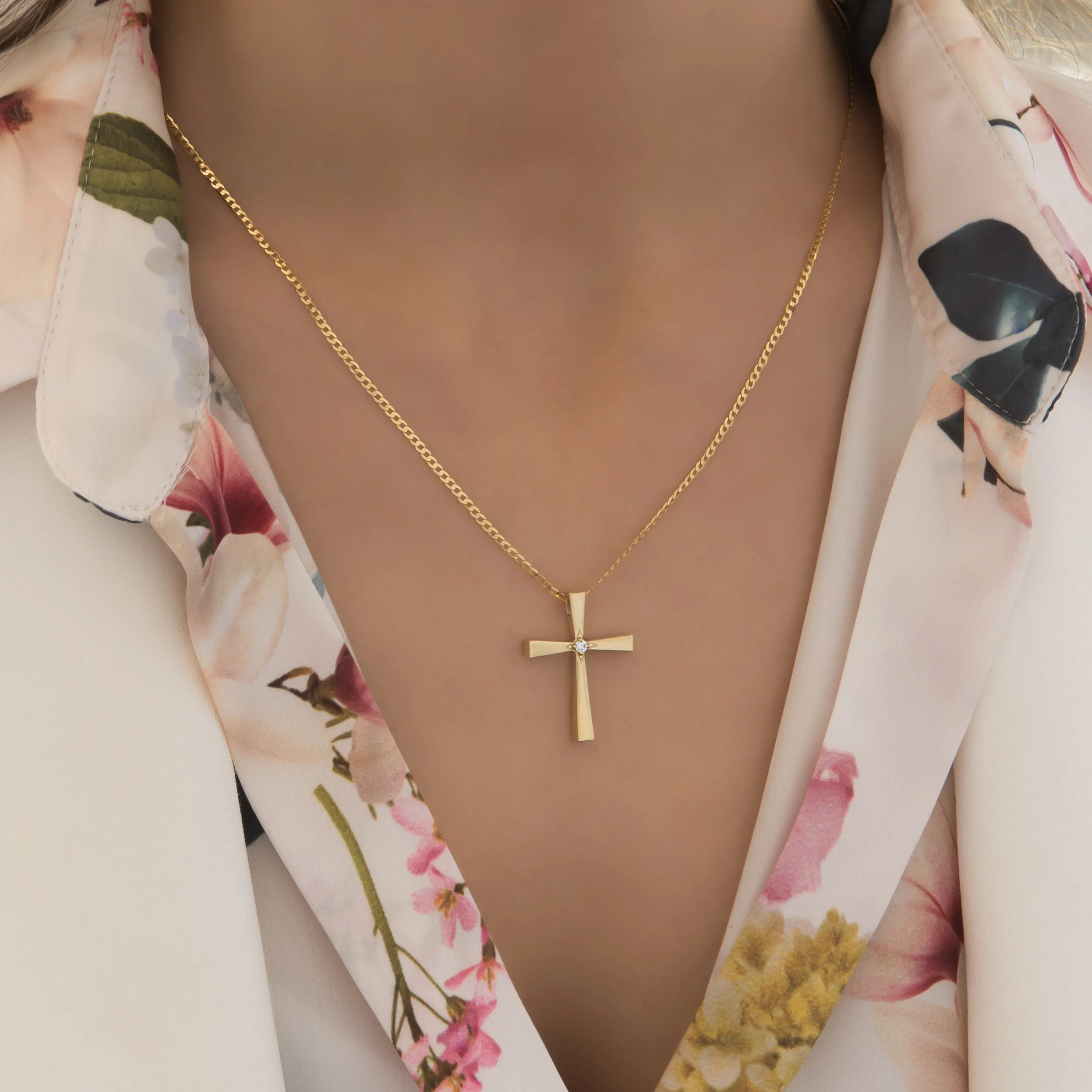 Classic Cross Pendant with Center White CZ — additional product image 2 from AntEva Crafts