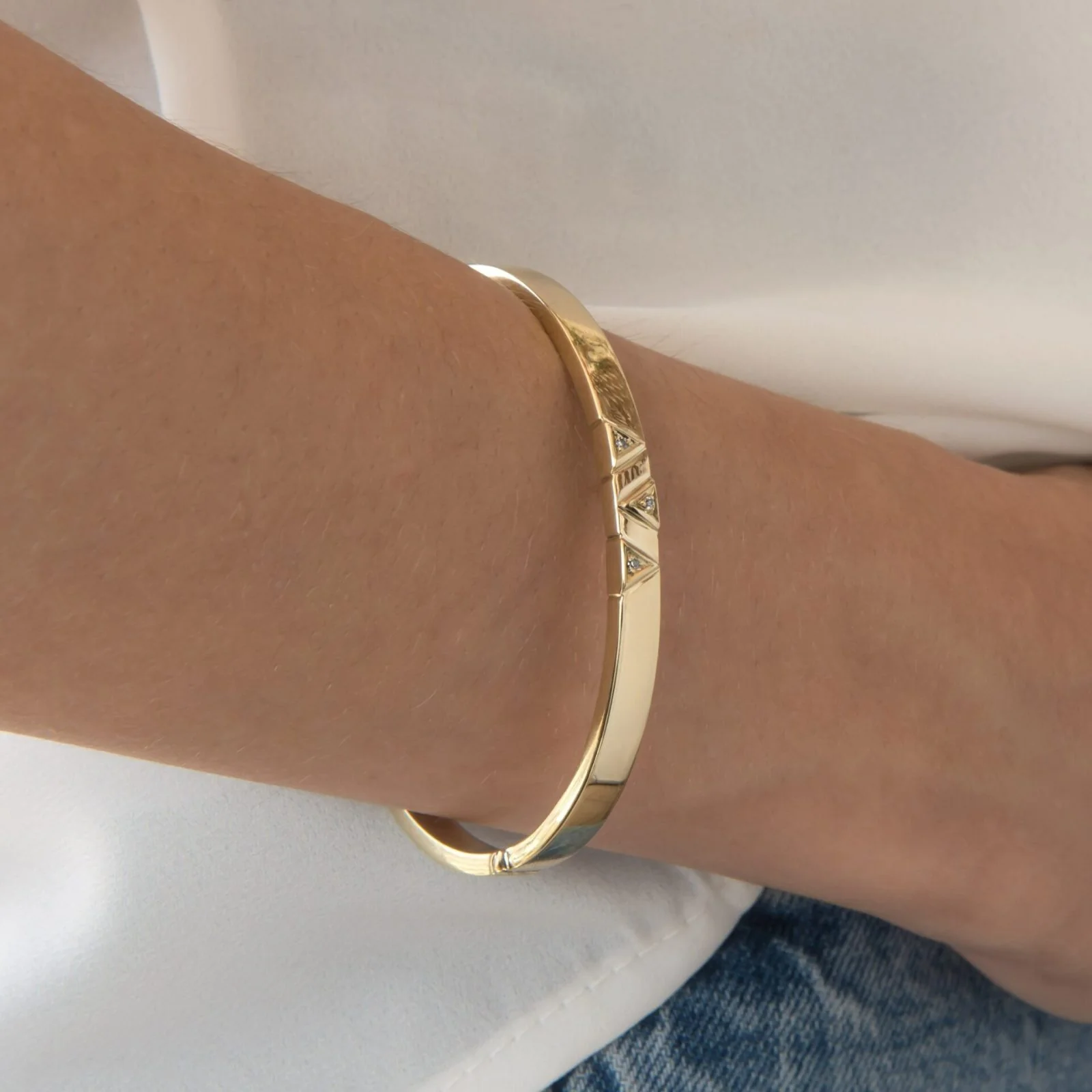 Classic Gold Hinged Diamond Bangle — additional product image 5 from AntEva Crafts