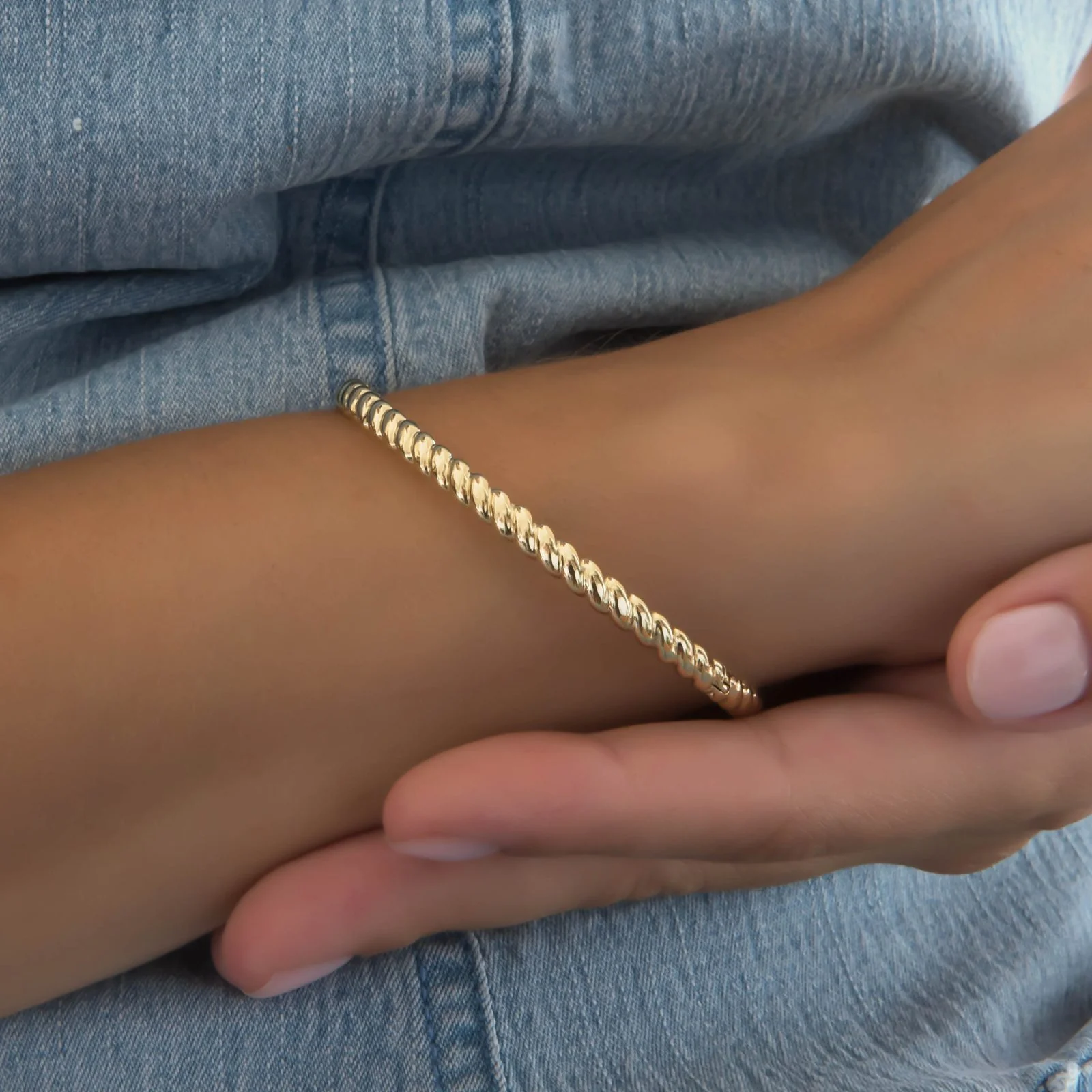 Oval Hinged Croissant Bangle — additional product image 6 from AntEva Crafts