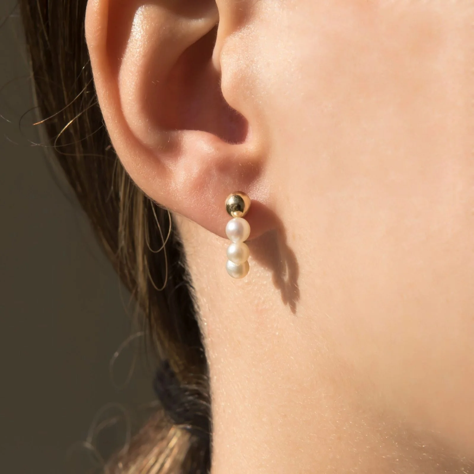 Pearl Hoop Earrings with 6 Pearls — additional product image 2 from AntEva Crafts
