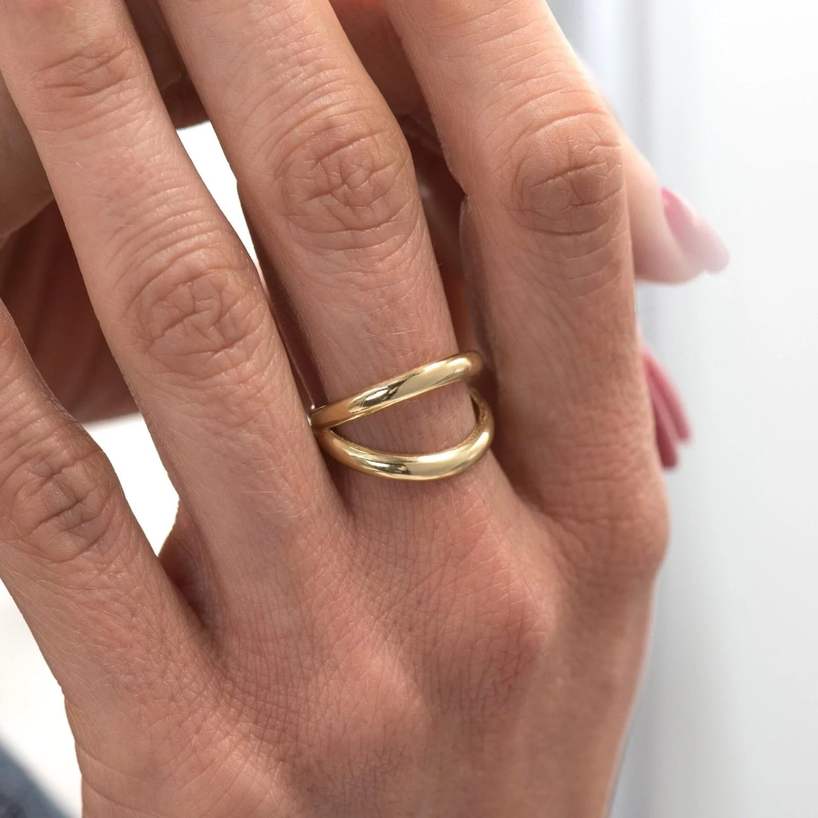 Double Line Split Gold Ring — additional product image 2 from AntEva Crafts