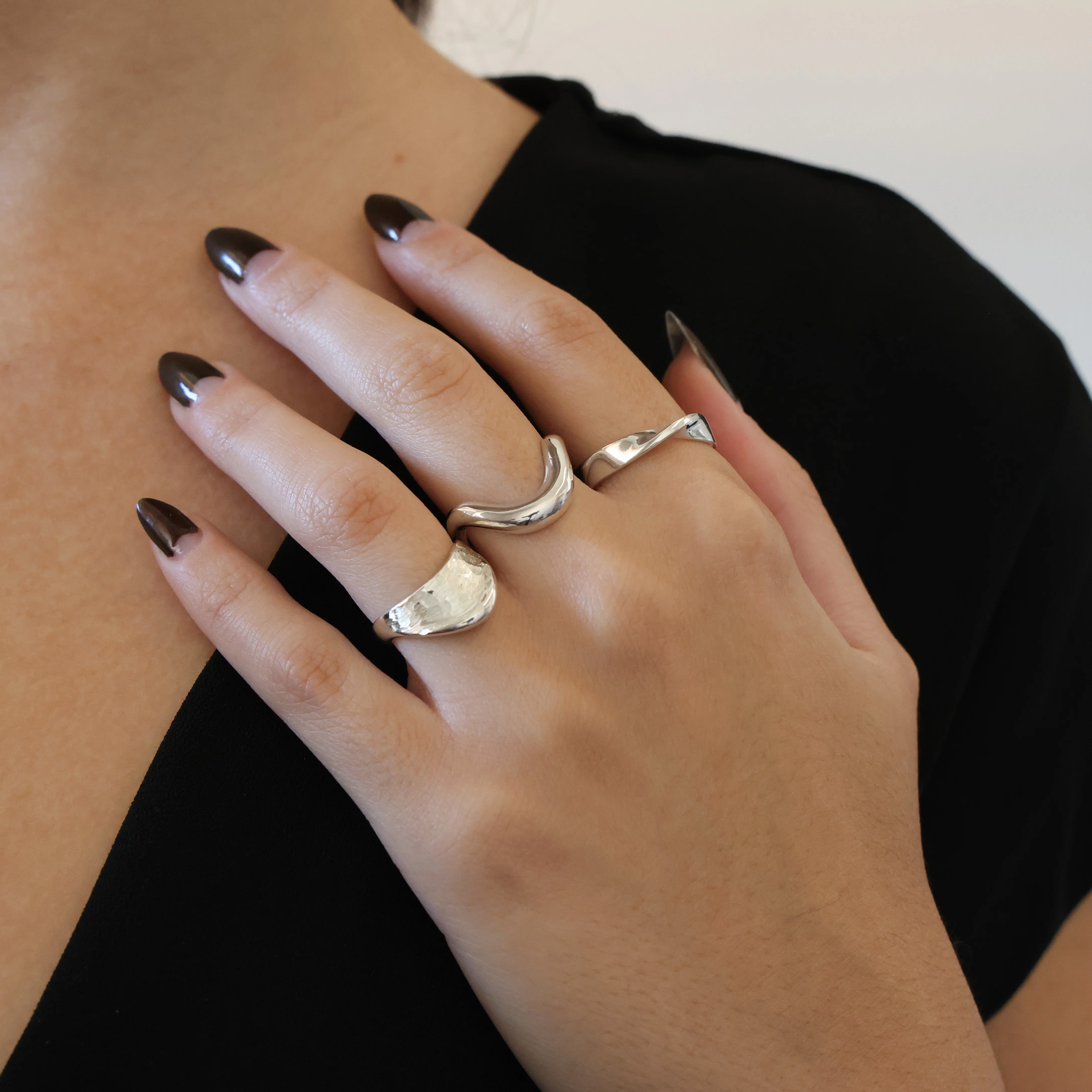 Asymmetrical Wavy 14k Gold Vermeil Ring — additional product image 6 from AntEva Crafts