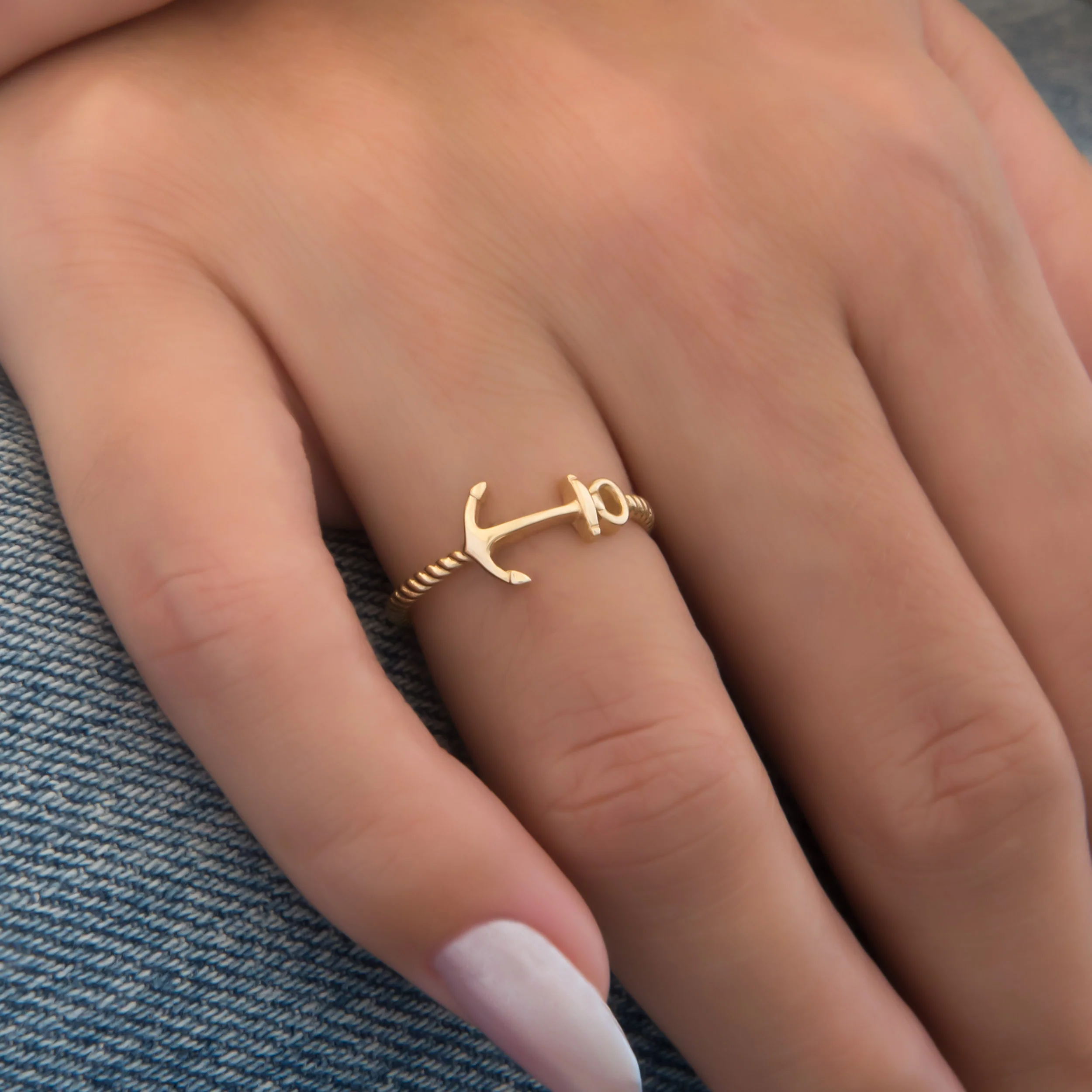 Textured Band Anchor Ring — additional product image 3 from AntEva Crafts