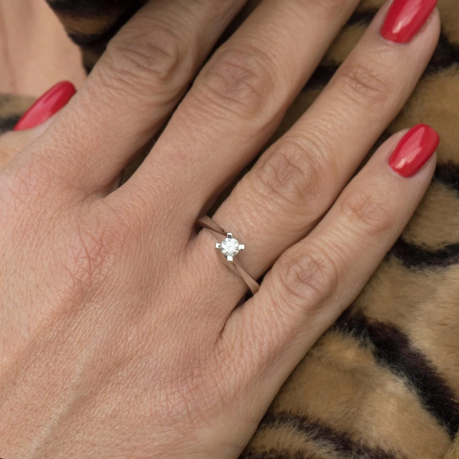 Diamond Solitaire Ring in White Gold 18k — additional product image 2 from AntEva Crafts